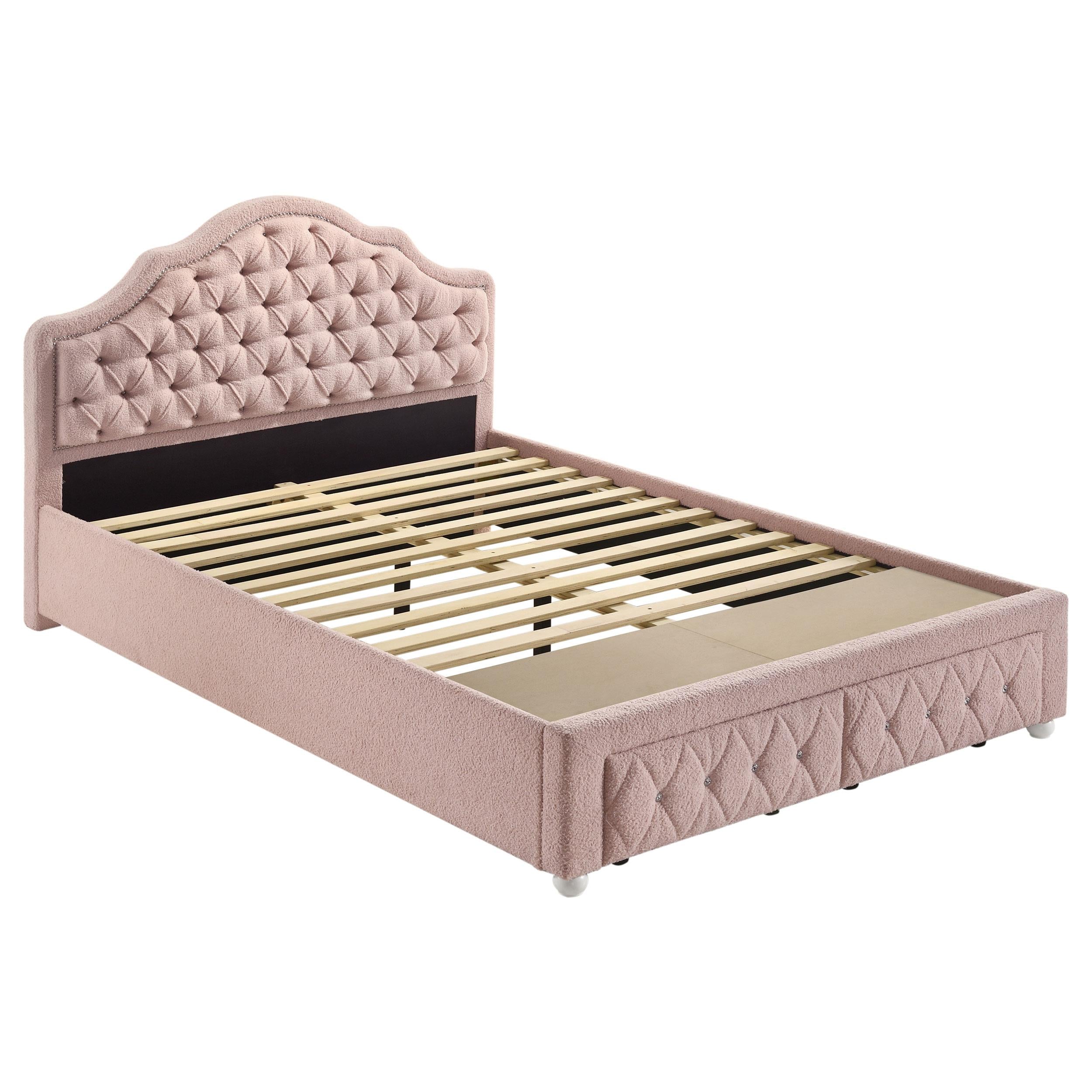 Coaster Furniture Ashleigh 460540F 44-inch Upholstered Full Storage Platform Bed - Pink IMAGE 1