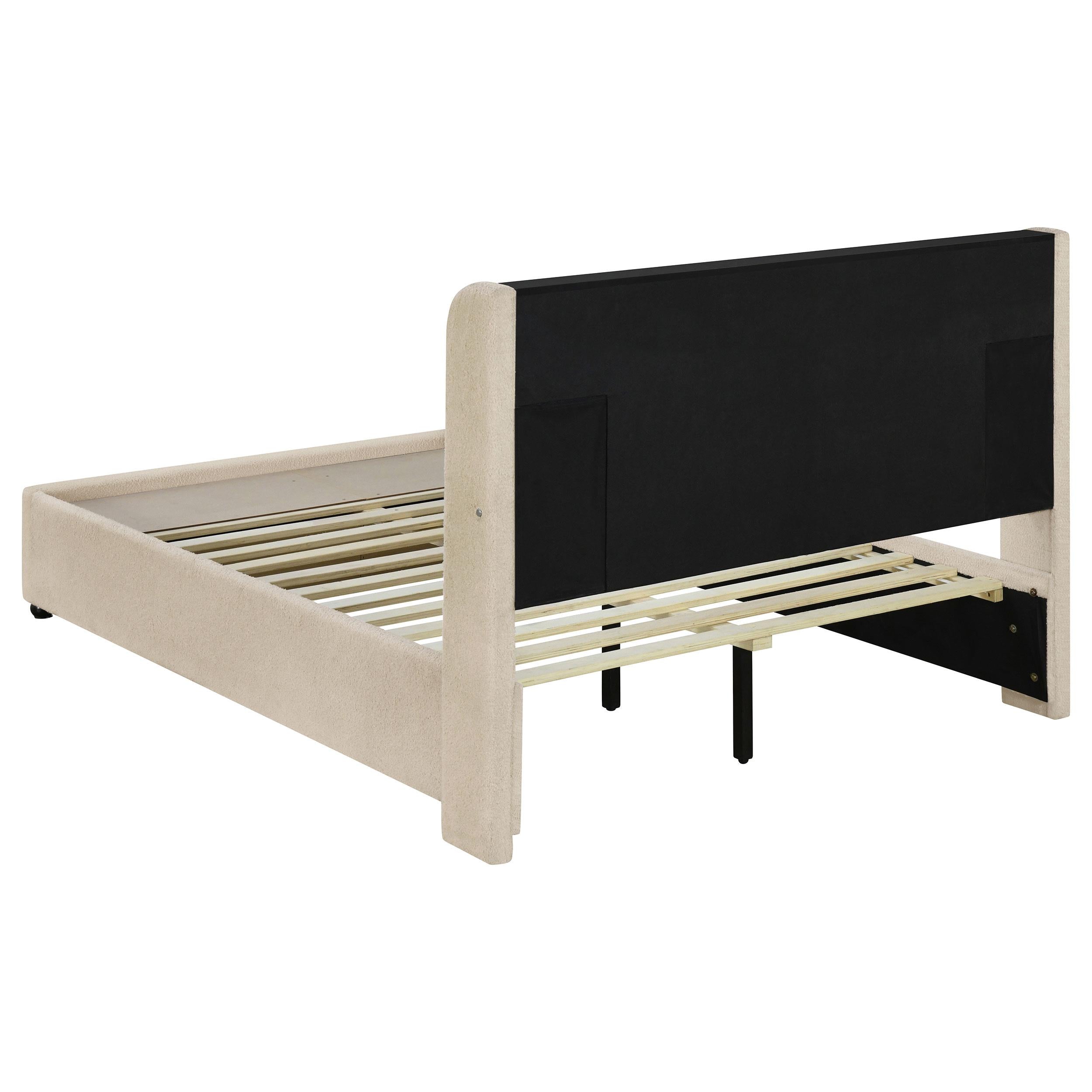 Coaster Furniture Madison 460550F Upholstered LED Full Storage Platform Bed - Cream IMAGE 4