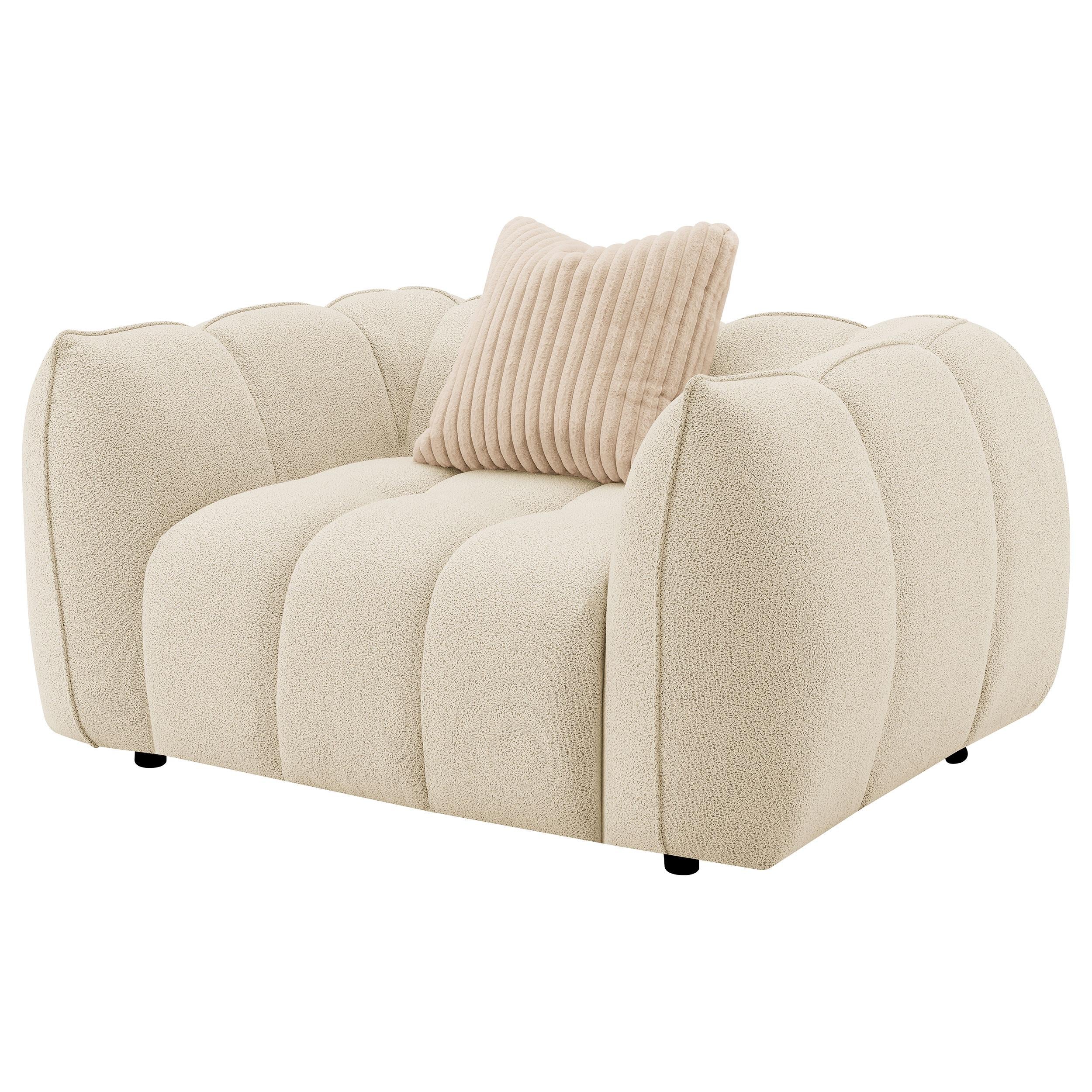 Coaster Furniture Winchester 503999 Boucle Upholstered Chair and a Half - Sand Pebble IMAGE 3