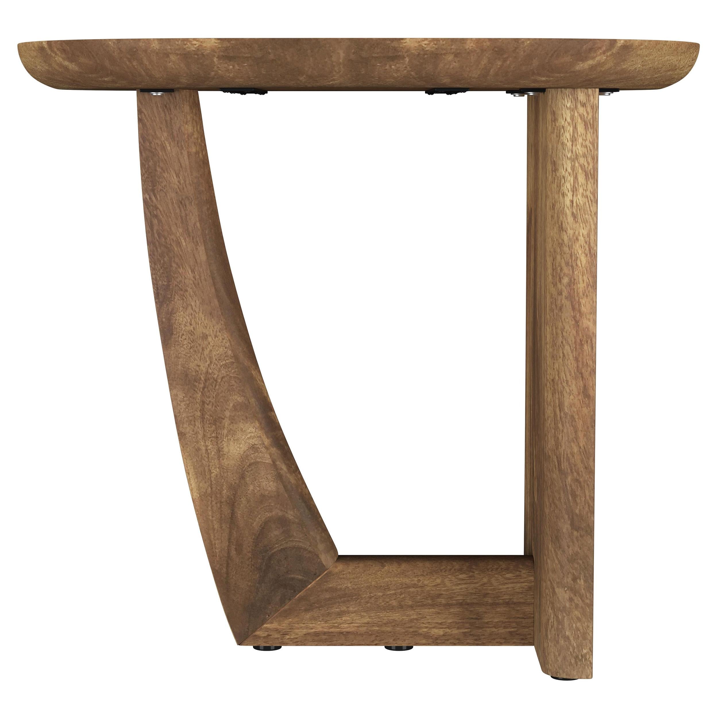 Coaster Furniture Fletcher 930029 Oval Solid Mango Wood Accent Side Table - Brown IMAGE 4