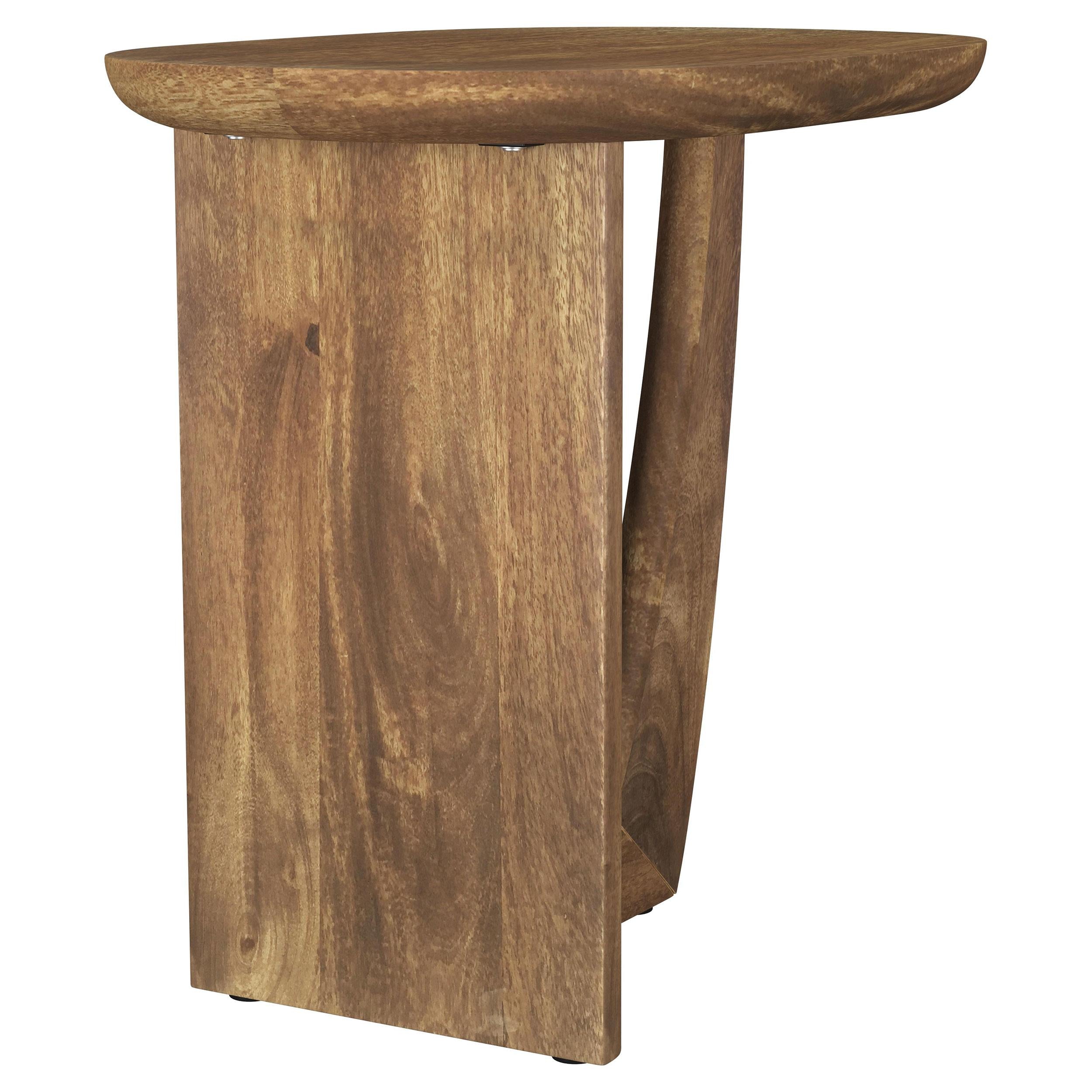 Coaster Furniture Fletcher 930029 Oval Solid Mango Wood Accent Side Table - Brown IMAGE 7