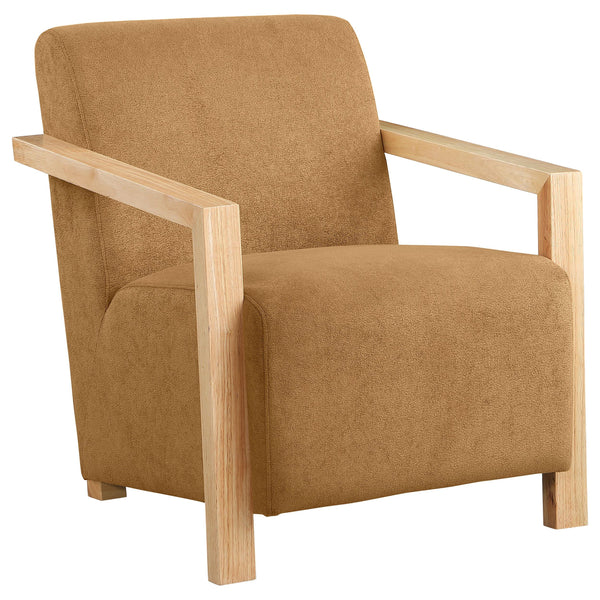 Coaster Furniture Diego 902268 Upholstered Accent Arm Chair with Wood Arms - Honey IMAGE 1
