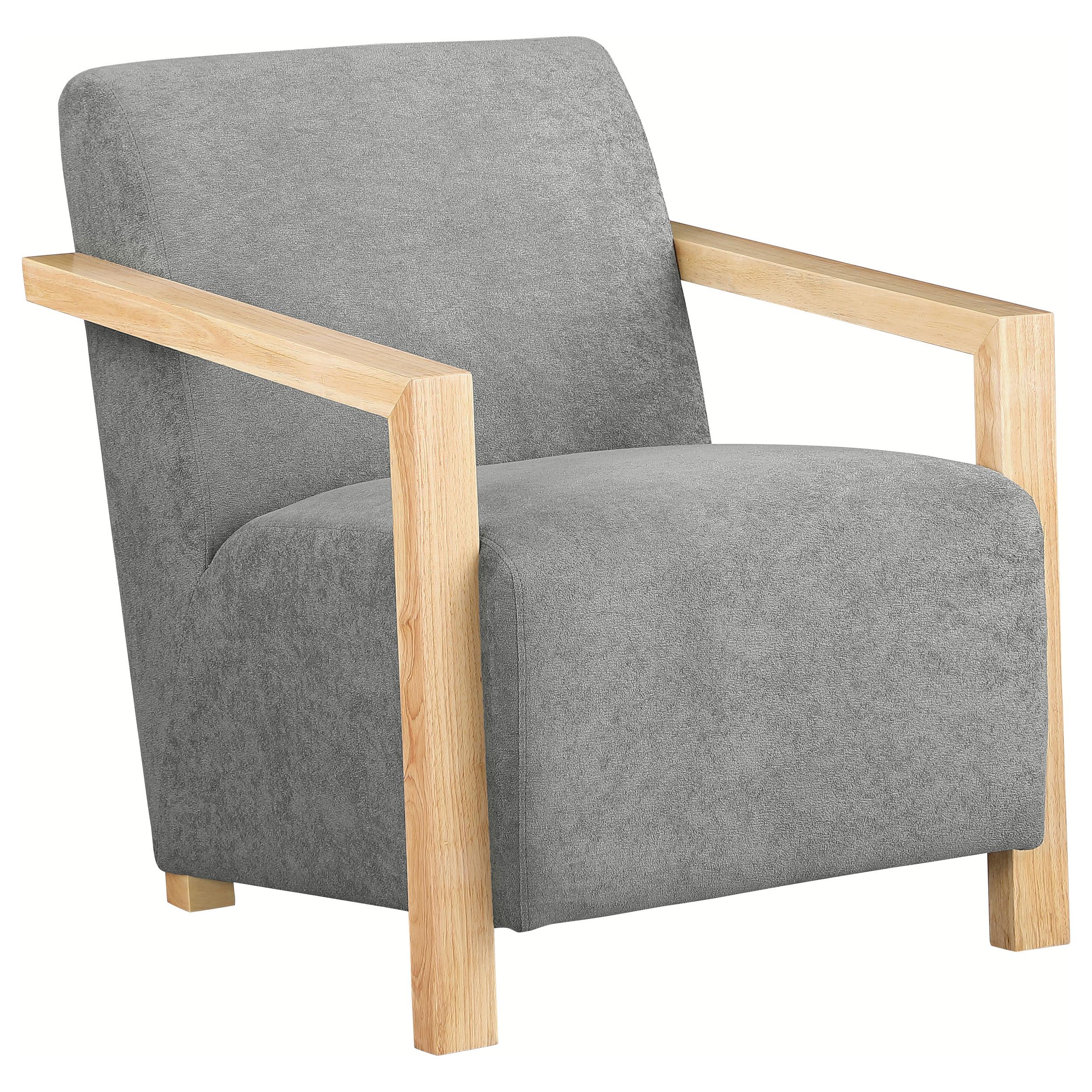 Coaster Furniture Diego 902269 Upholstered Accent Arm Chair with Wood Arms - Grey IMAGE 1