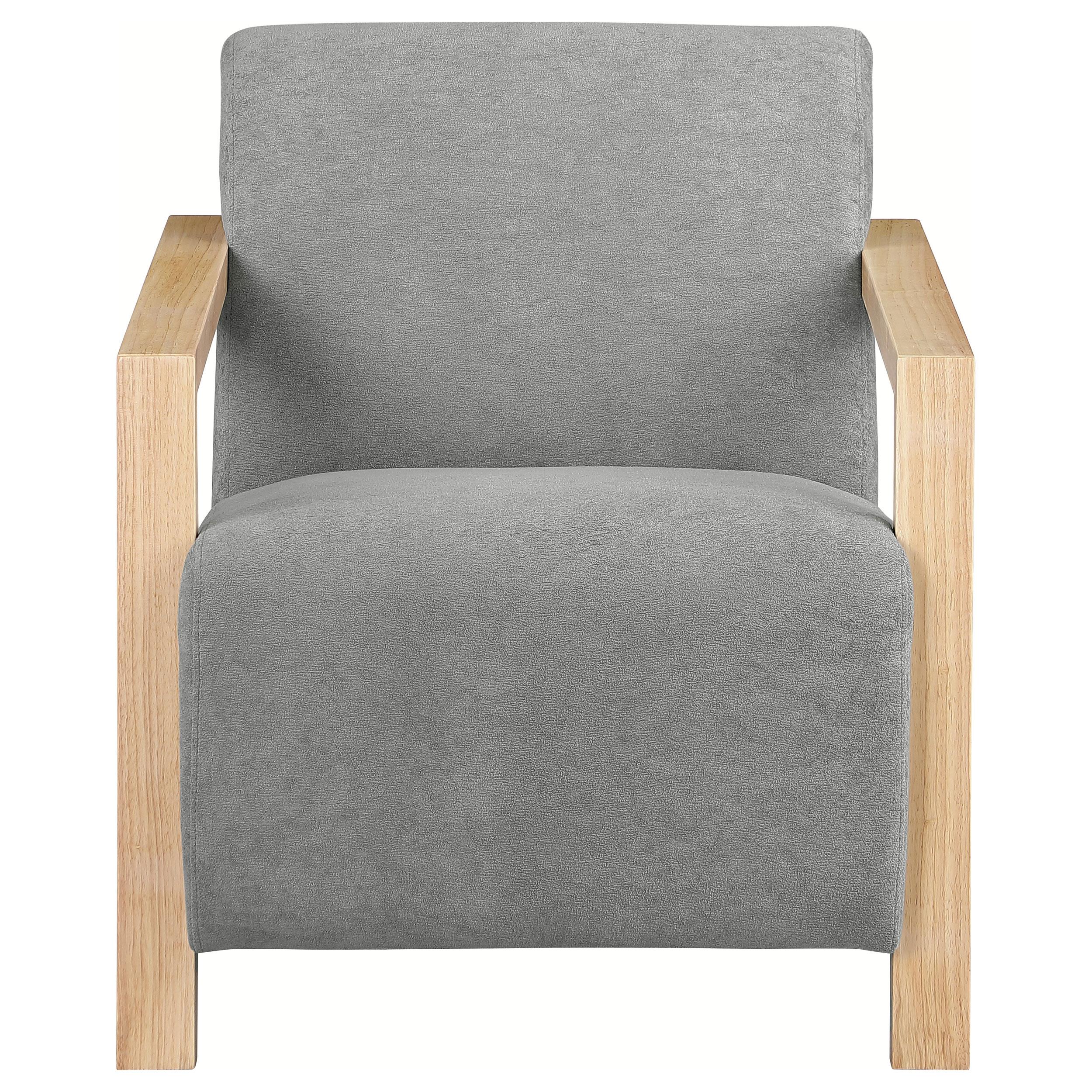 Coaster Furniture Diego 902269 Upholstered Accent Arm Chair with Wood Arms - Grey IMAGE 2