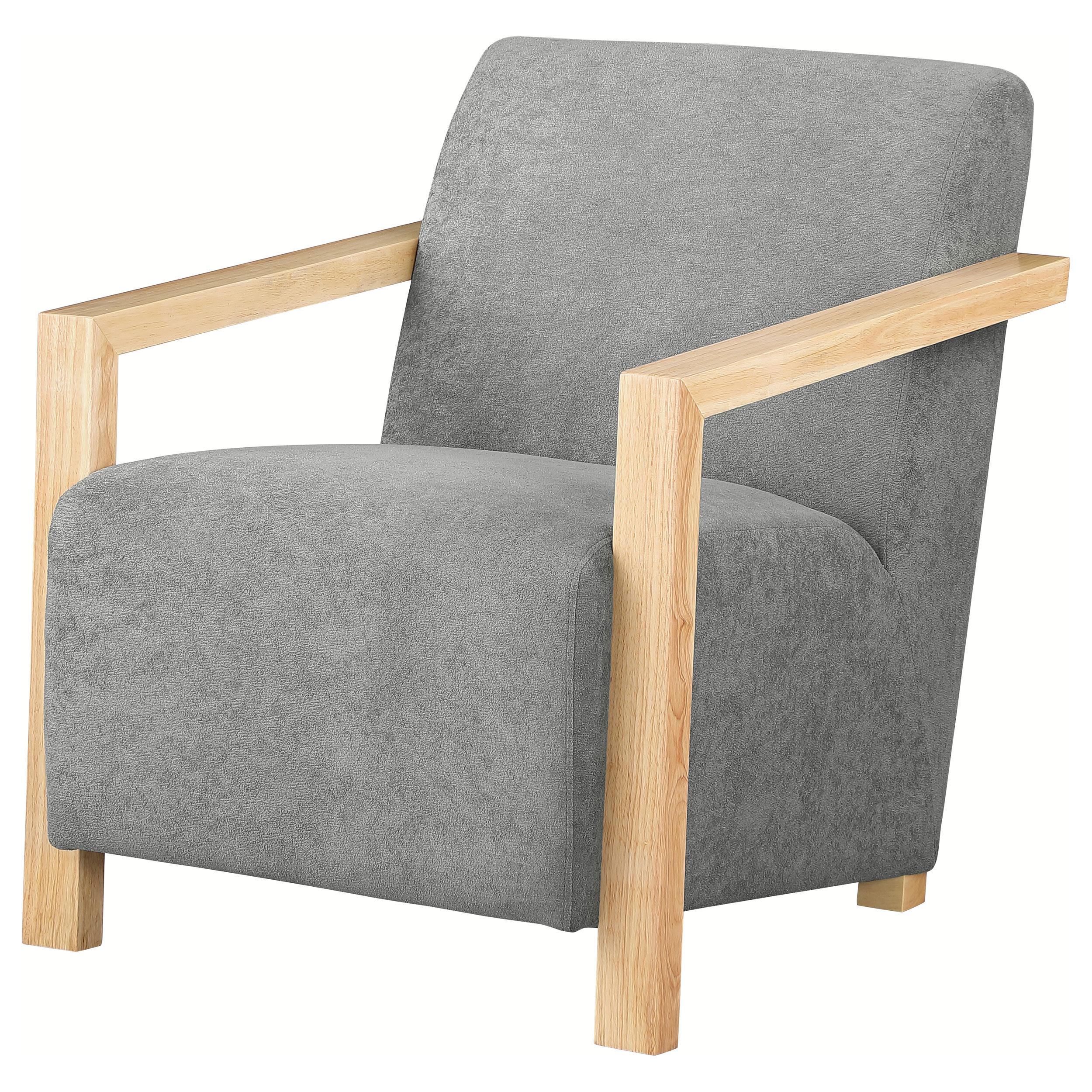 Coaster Furniture Diego 902269 Upholstered Accent Arm Chair with Wood Arms - Grey IMAGE 3