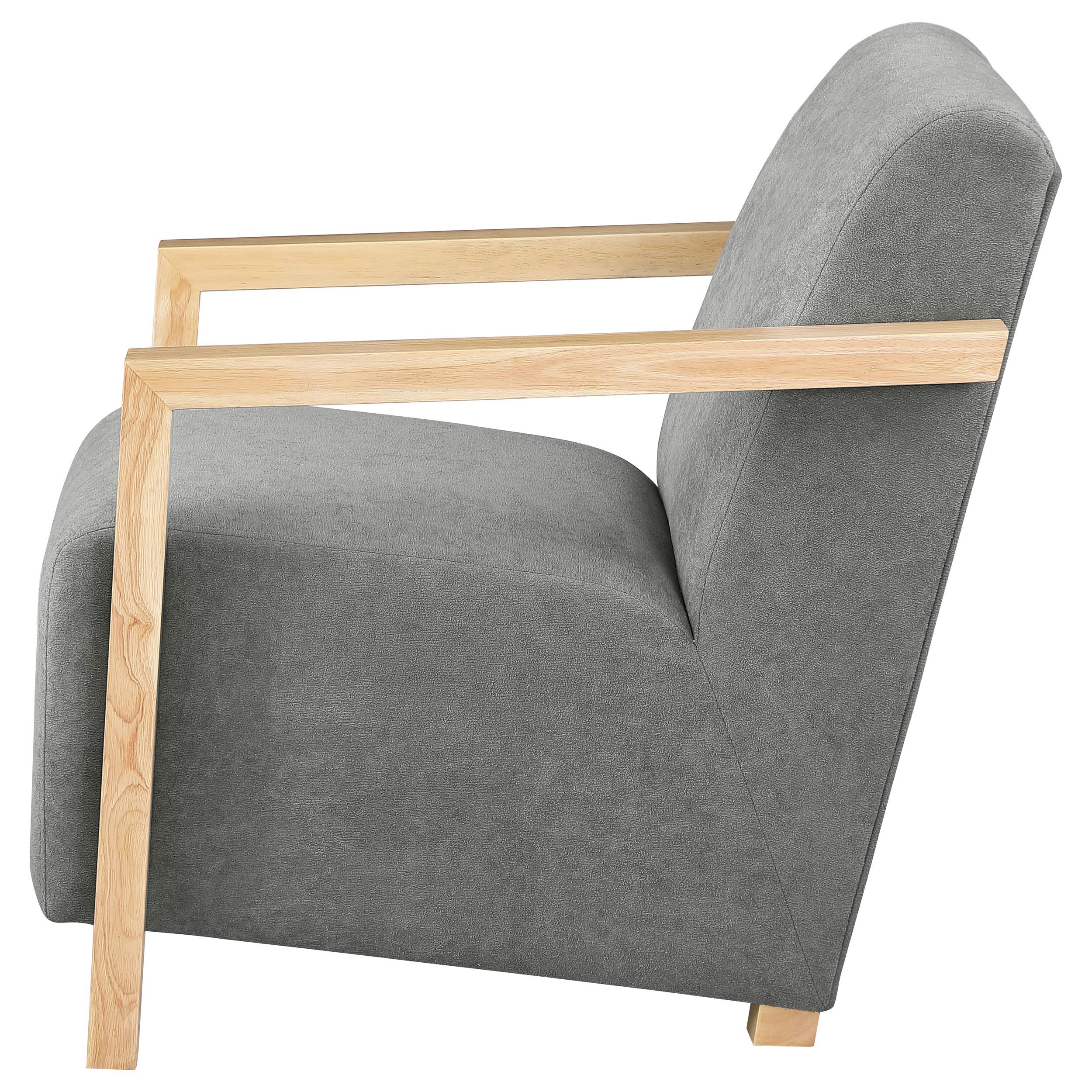 Coaster Furniture Diego 902269 Upholstered Accent Arm Chair with Wood Arms - Grey IMAGE 4