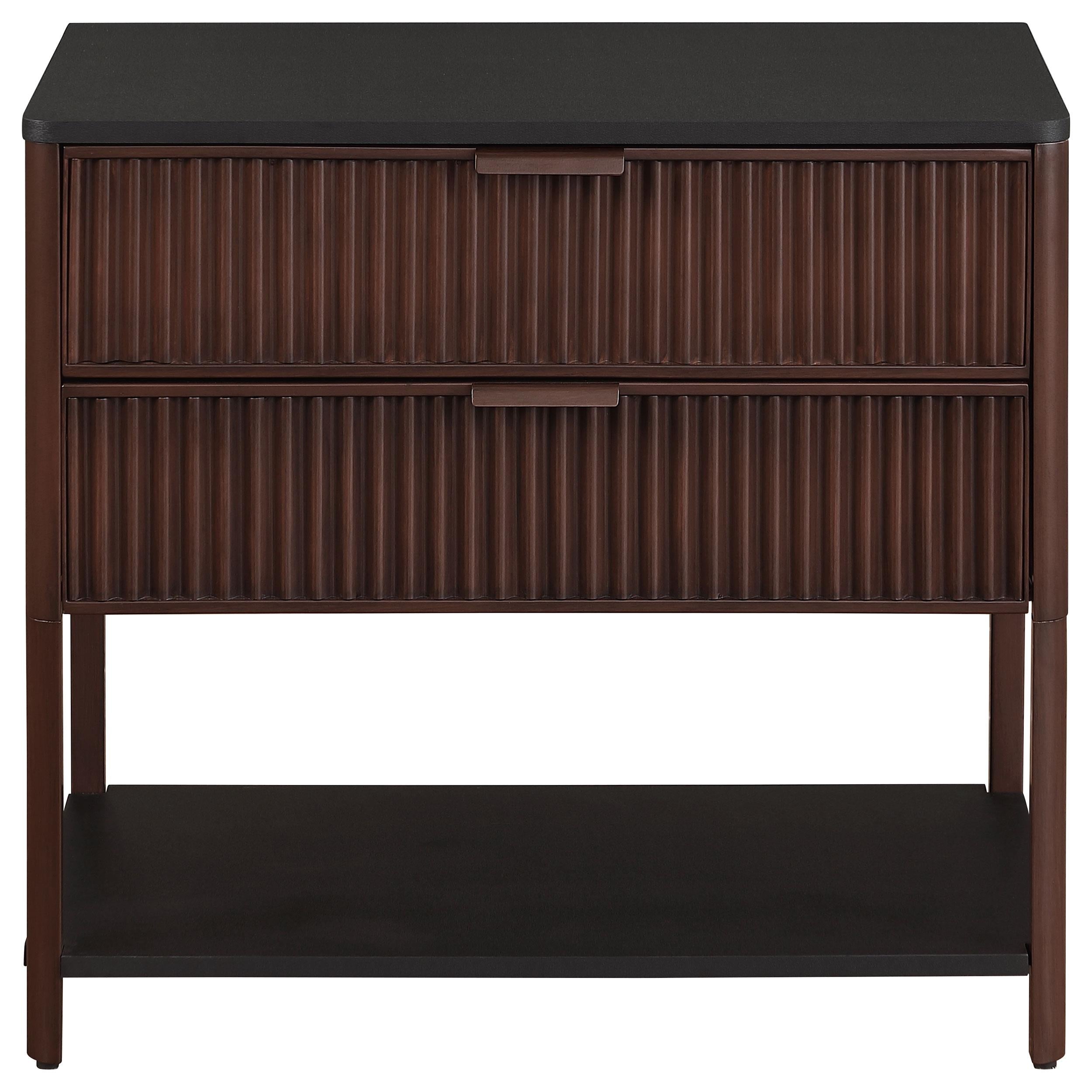Coaster Furniture Zimmerlee 930221 2-Drawer Side Table with Shelf - Rust Brown IMAGE 2
