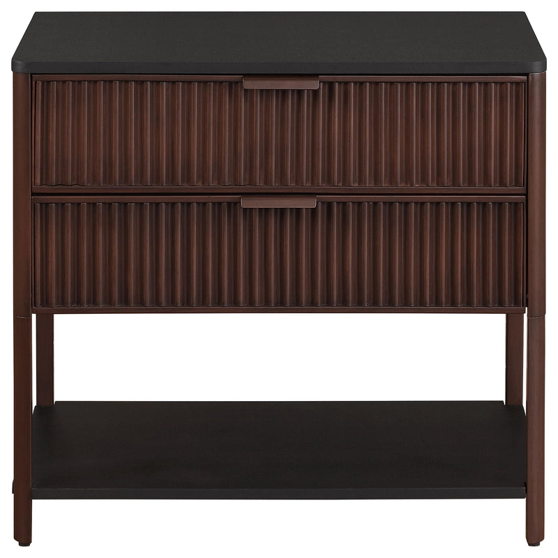 Coaster Furniture Zimmerlee 930221 2-Drawer Side Table with Shelf - Rust Brown IMAGE 2