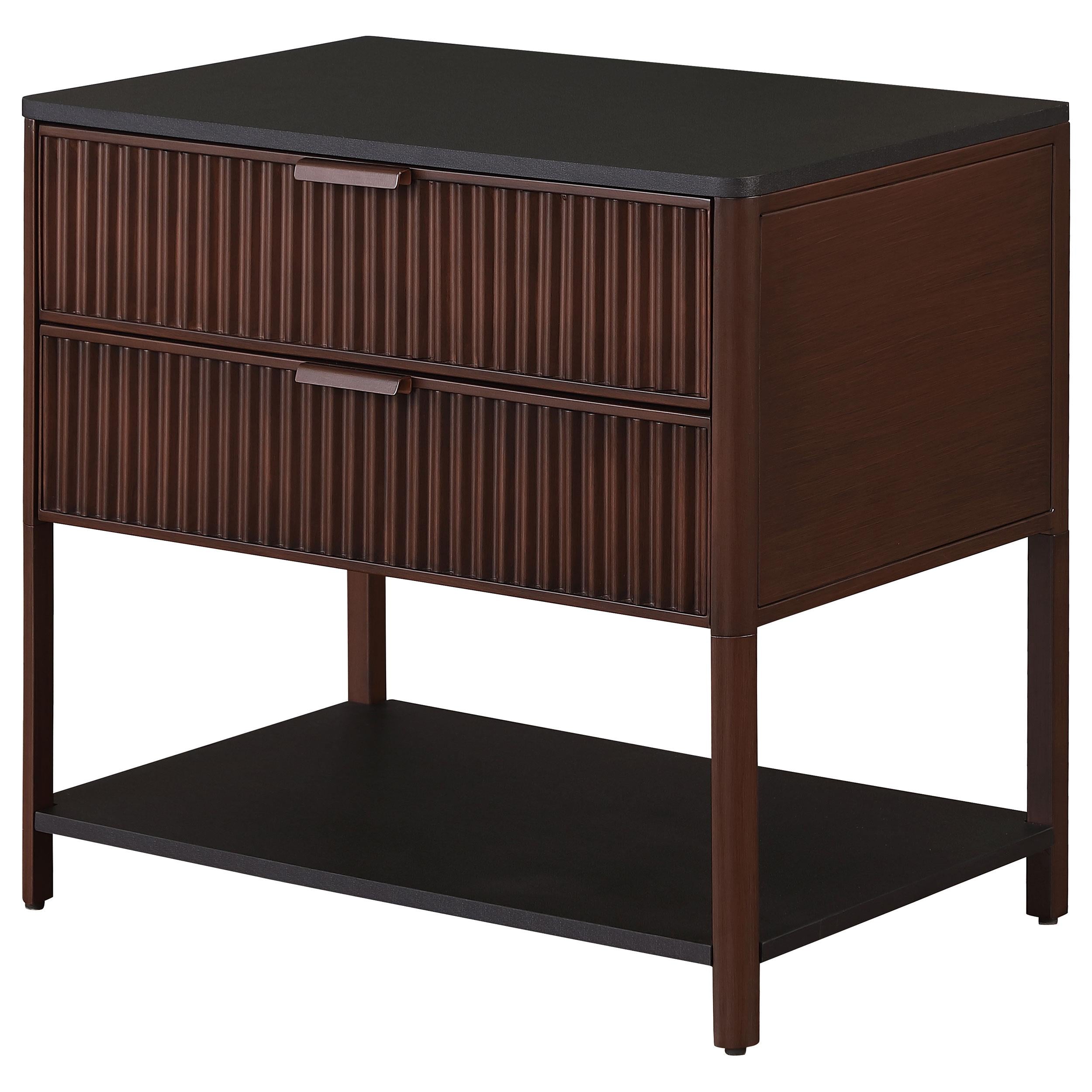 Coaster Furniture Zimmerlee 930221 2-Drawer Side Table with Shelf - Rust Brown IMAGE 3