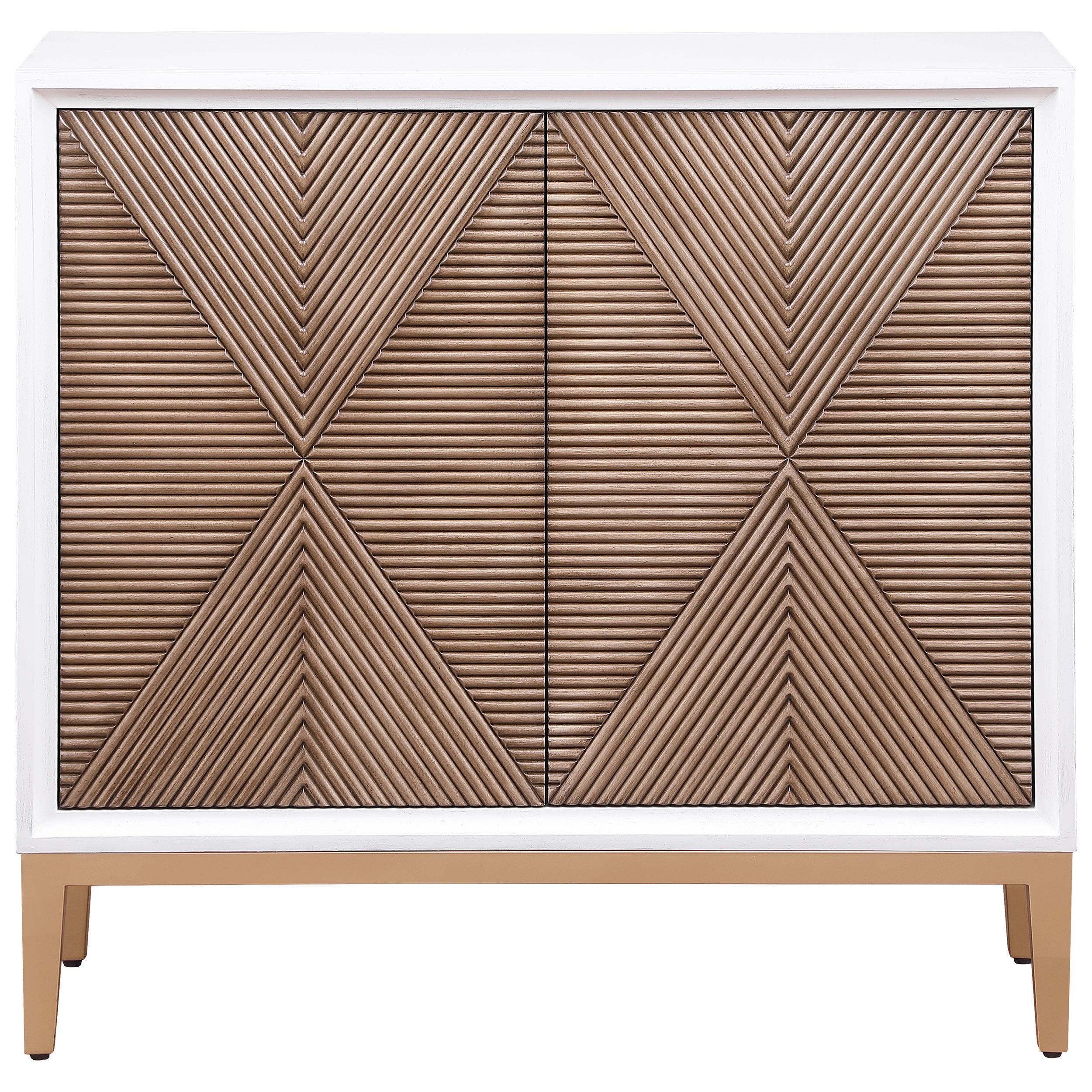 Coaster Furniture Gretchen 950408 2-door Wood Fluted Parquet Cabinet - White and Brown IMAGE 2