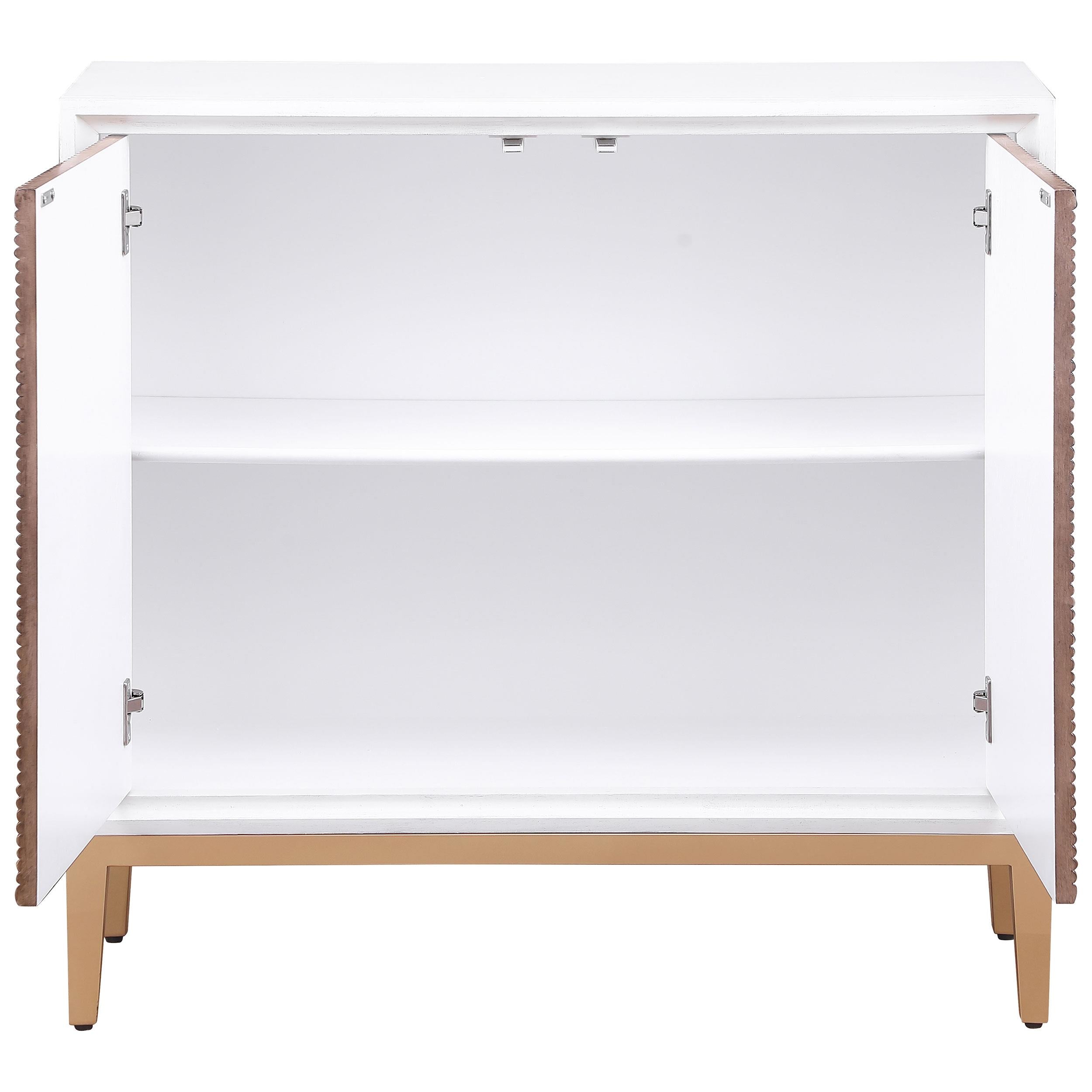 Coaster Furniture Gretchen 950408 2-door Wood Fluted Parquet Cabinet - White and Brown IMAGE 3