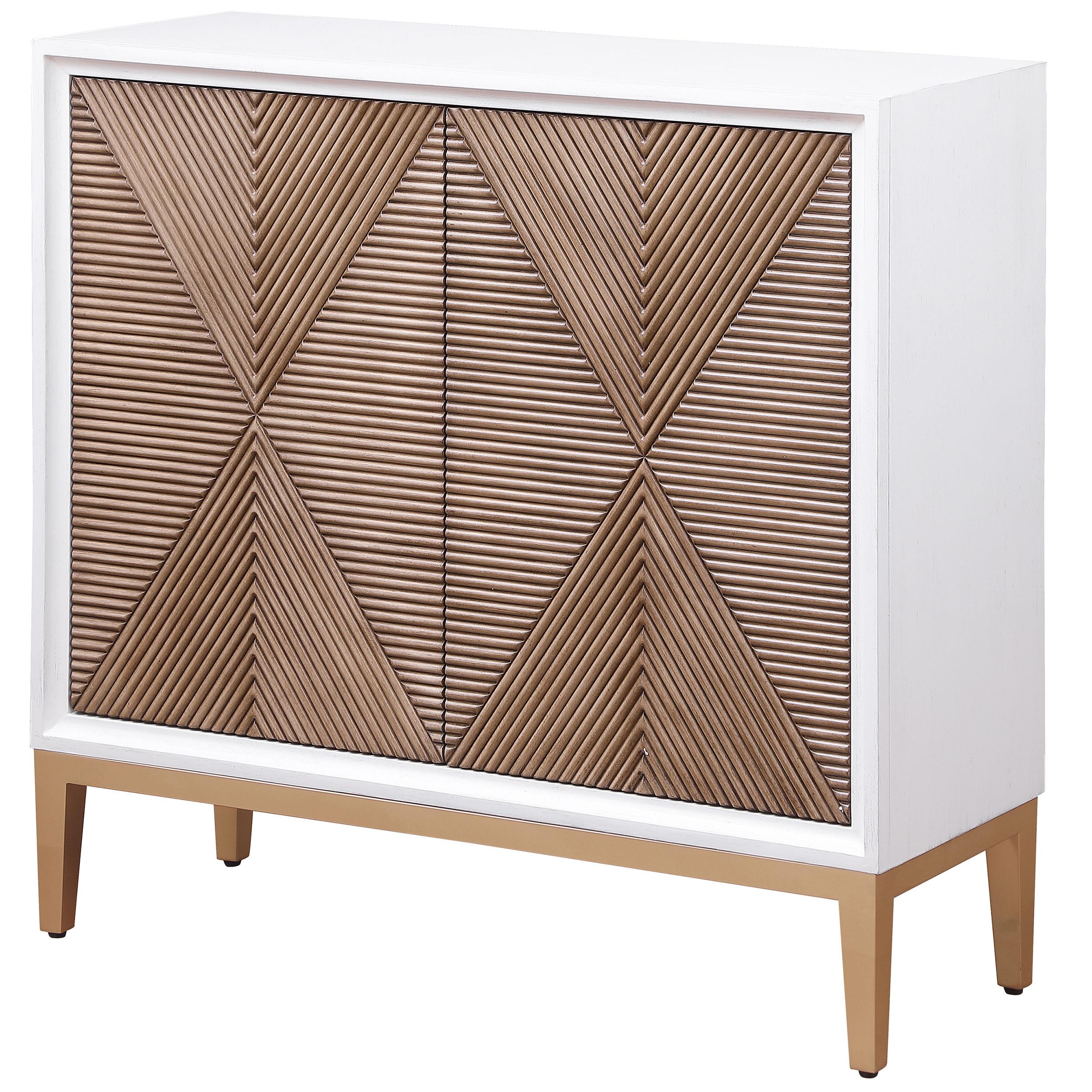 Coaster Furniture Gretchen 950408 2-door Wood Fluted Parquet Cabinet - White and Brown IMAGE 4