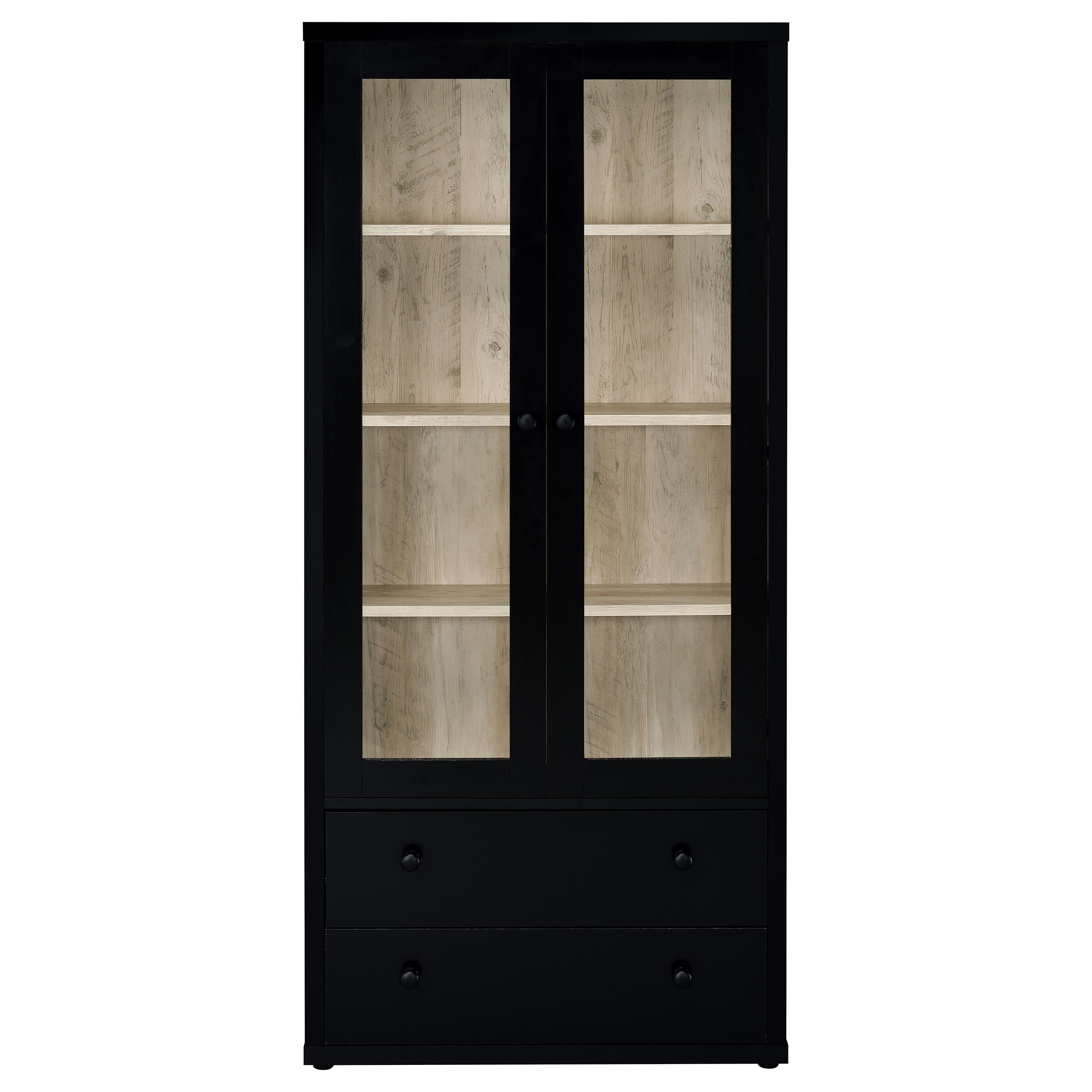 Coaster Furniture Hawthorne 953478 4-shelf Glass Door Cabinet with Drawers - Black IMAGE 3