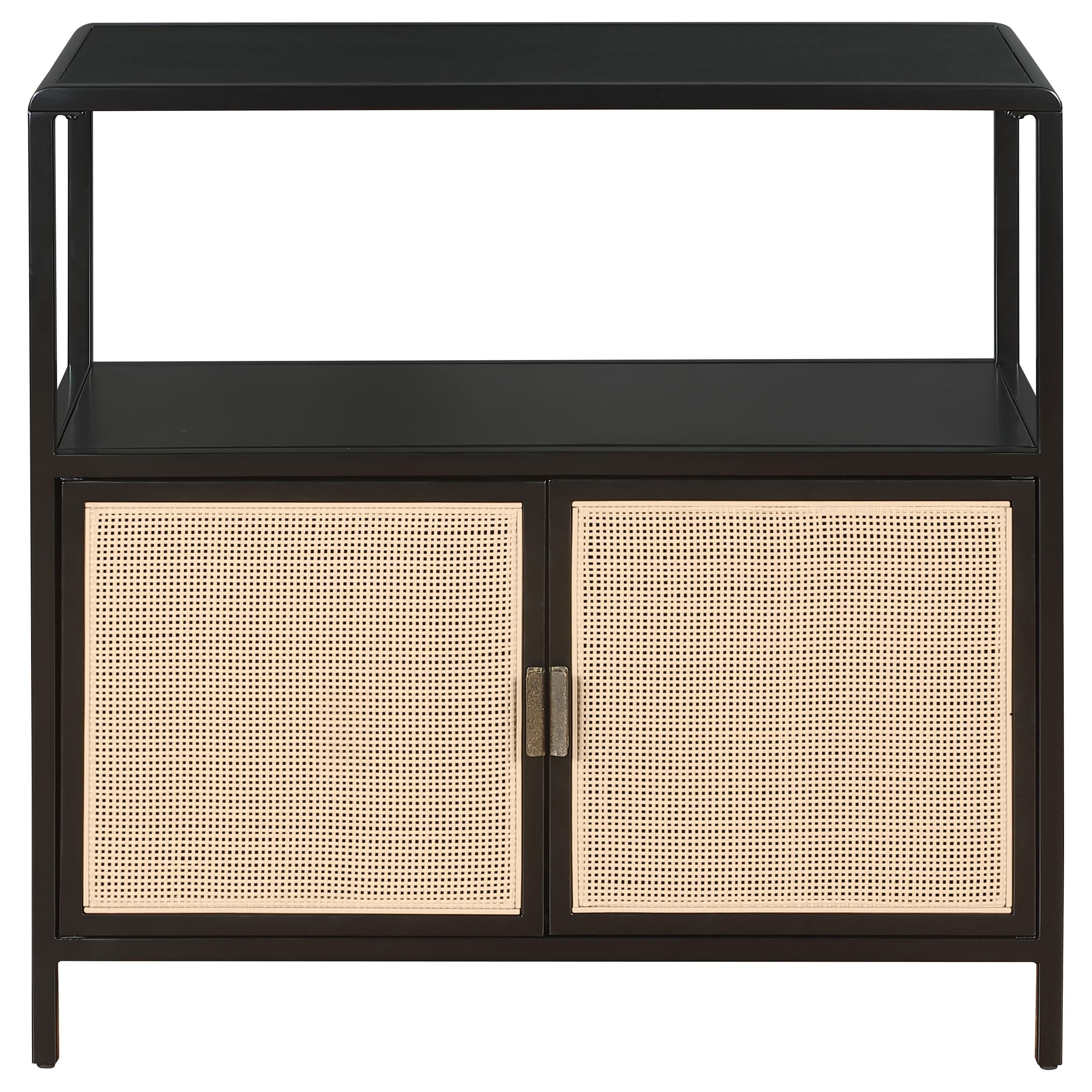 Coaster Furniture Amherst 961641 2-door Radio Weave Cane Metal Accent Cabinet - Black IMAGE 2