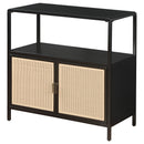 Coaster Furniture Amherst 961641 2-door Radio Weave Cane Metal Accent Cabinet - Black IMAGE 4