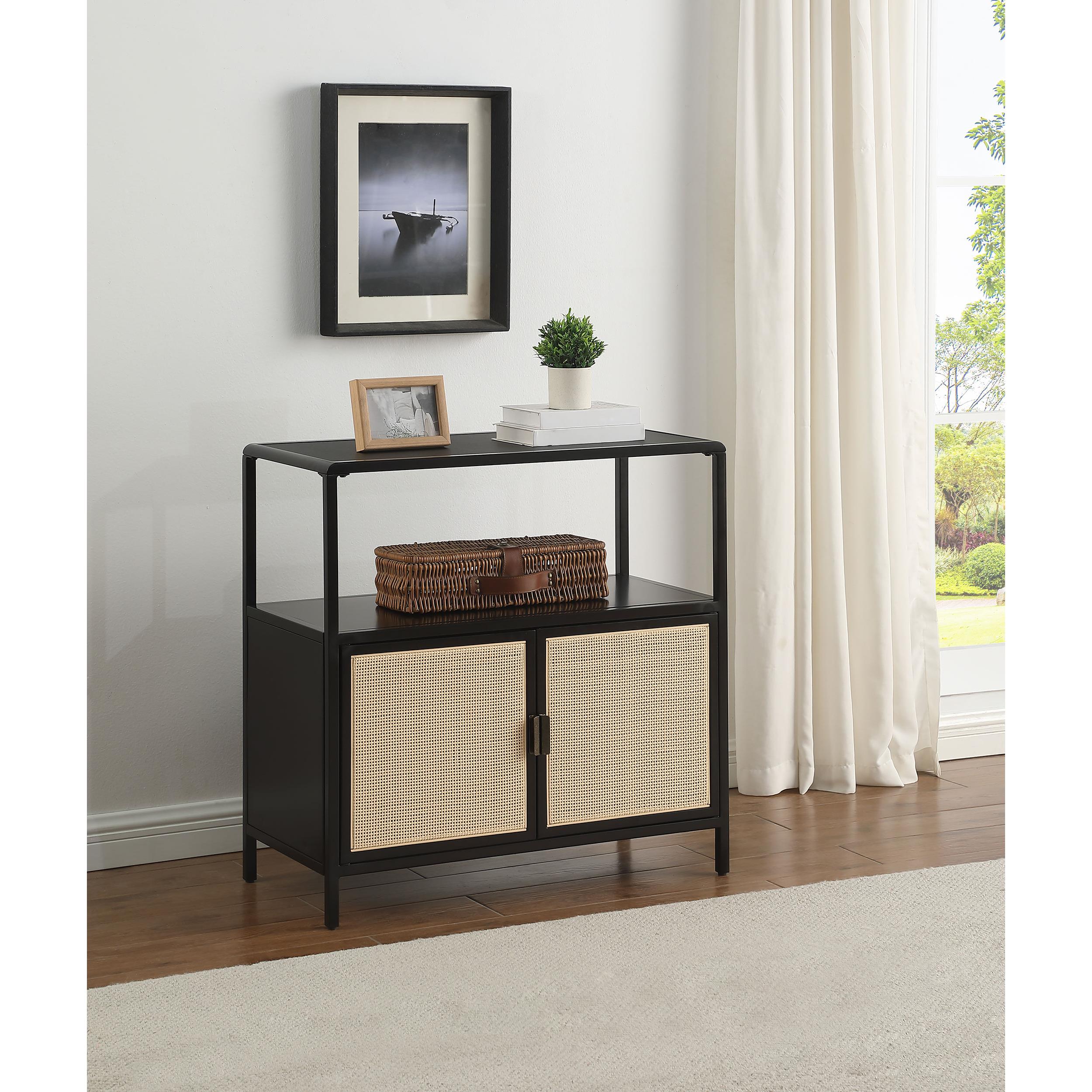 Coaster Furniture Amherst 961641 2-door Radio Weave Cane Metal Accent Cabinet - Black IMAGE 9