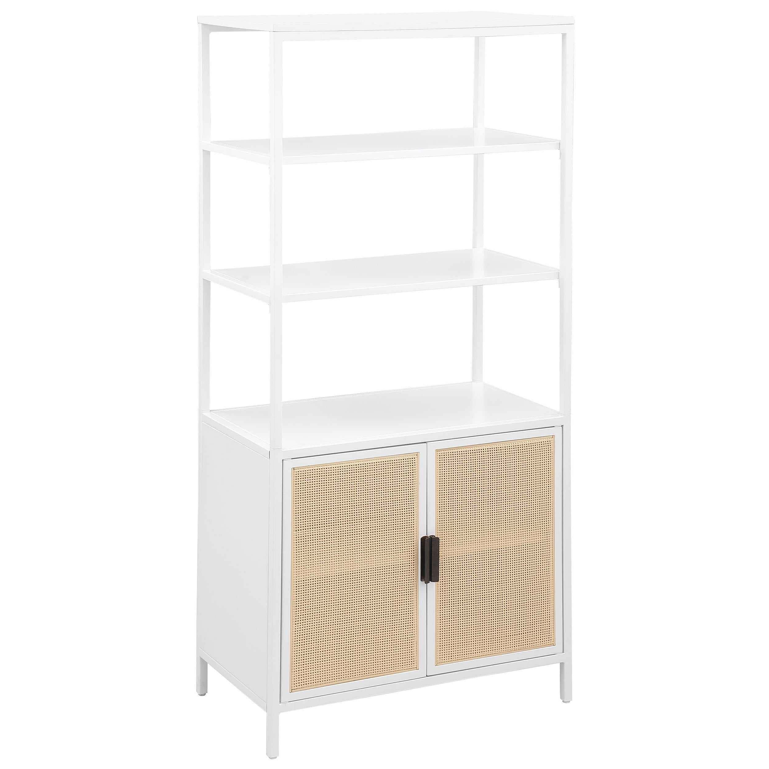 Coaster Furniture Amherst 961652 3-shelf Radio Weave Cane Metal Accent Cabinet - White IMAGE 1