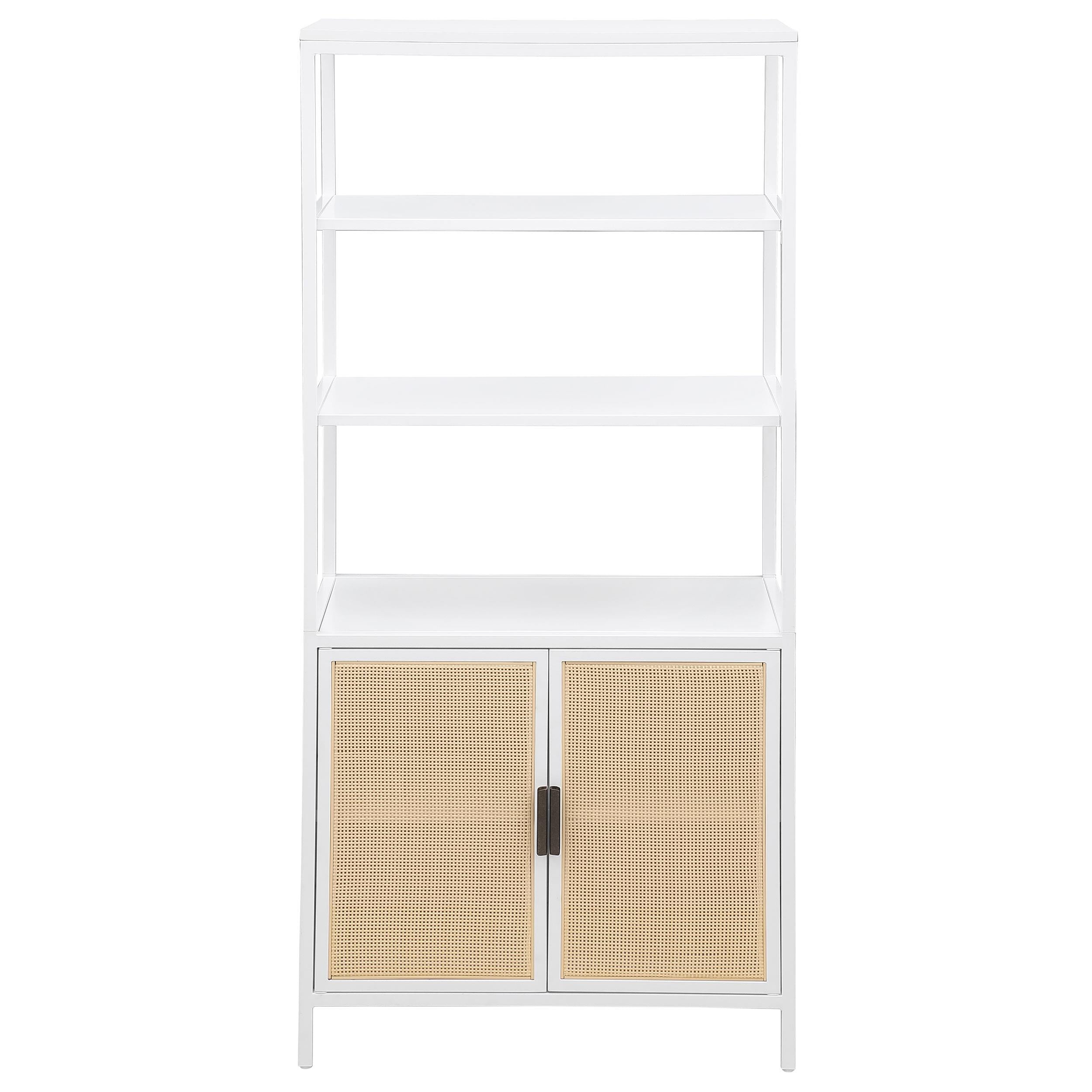 Coaster Furniture Amherst 961652 3-shelf Radio Weave Cane Metal Accent Cabinet - White IMAGE 2
