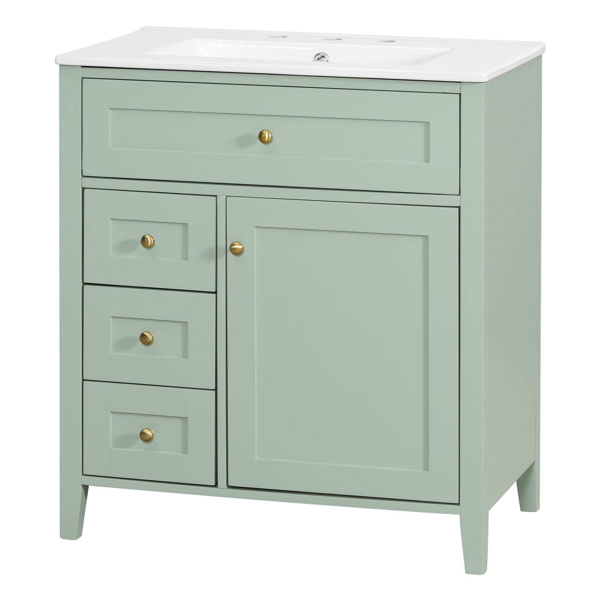 Modern Bathroom Vanity With Sink, 3 Drawers And Adjustable Shelf