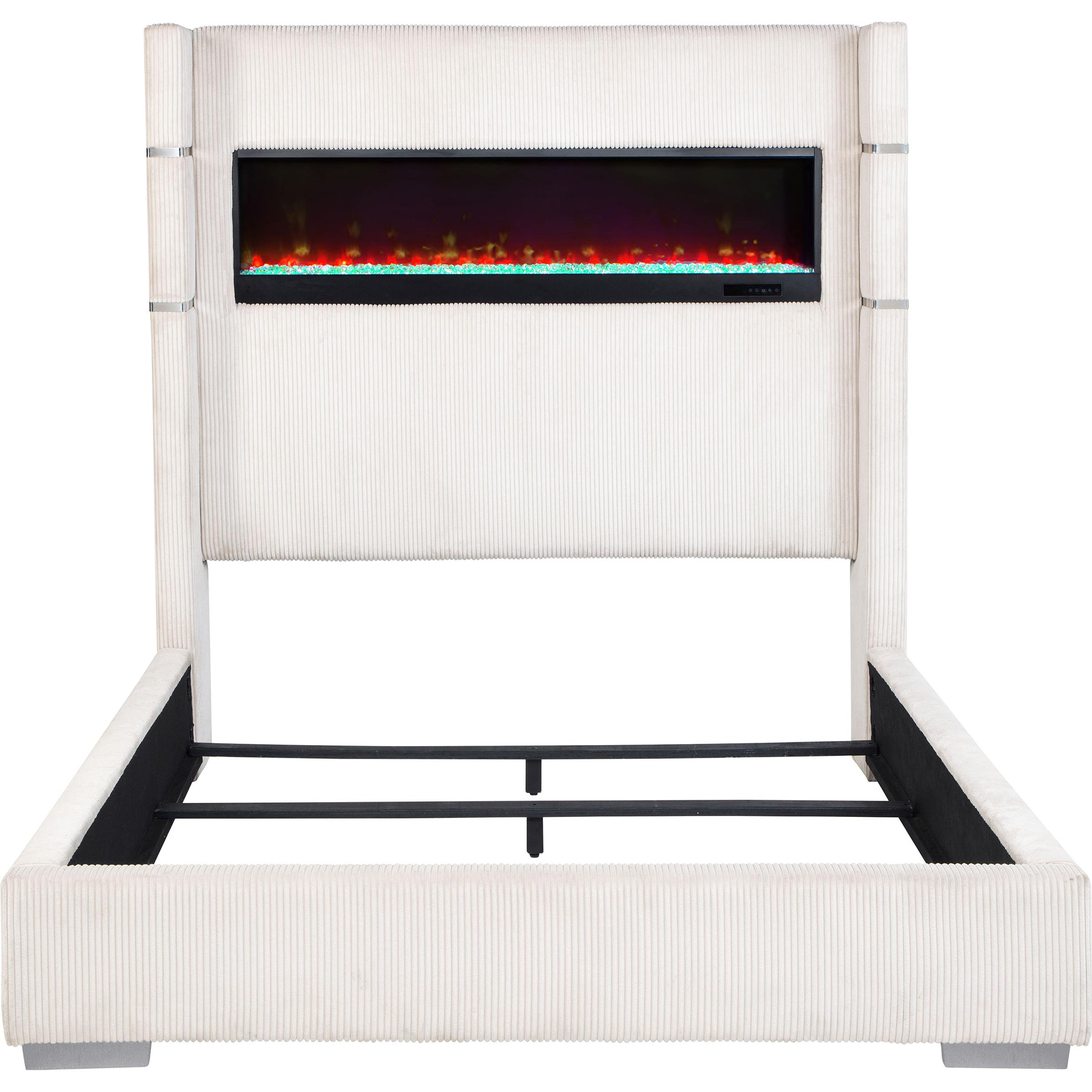 Coaster Furniture Tisdall 306032Q Upholstered Queen Flame Visualizer Bed - Cream IMAGE 4