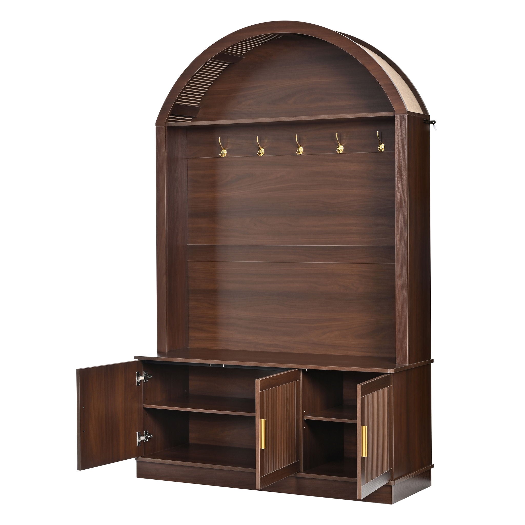 Arched Top Hall Tree With 5 Hooks