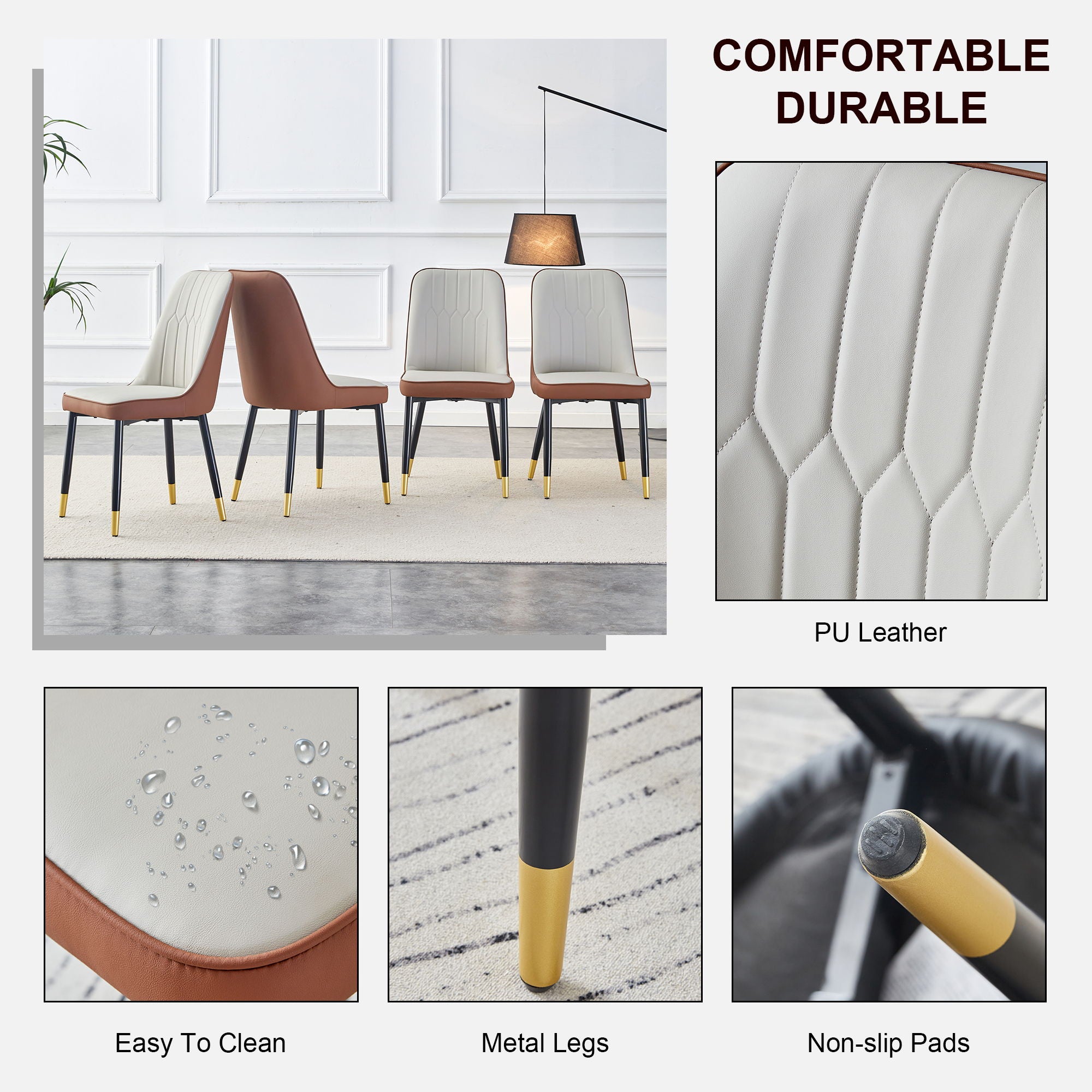 Modern Dining Chair With Metal Leg
