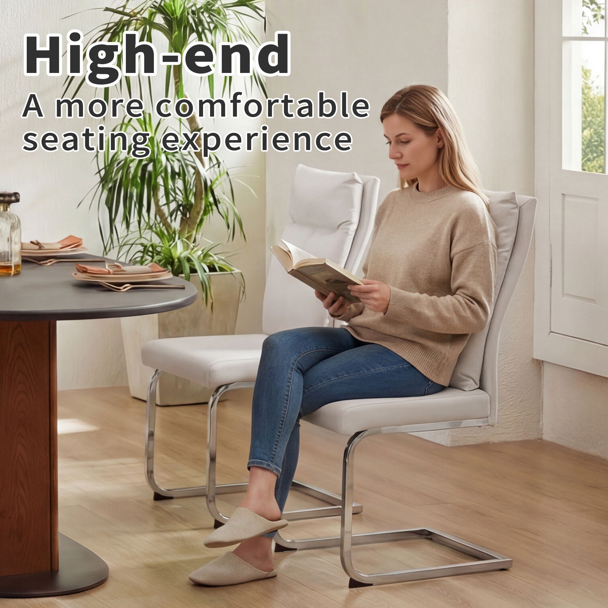 Modern Dining Chair SetWith Soft Cushion Backrest (2 Pieces)