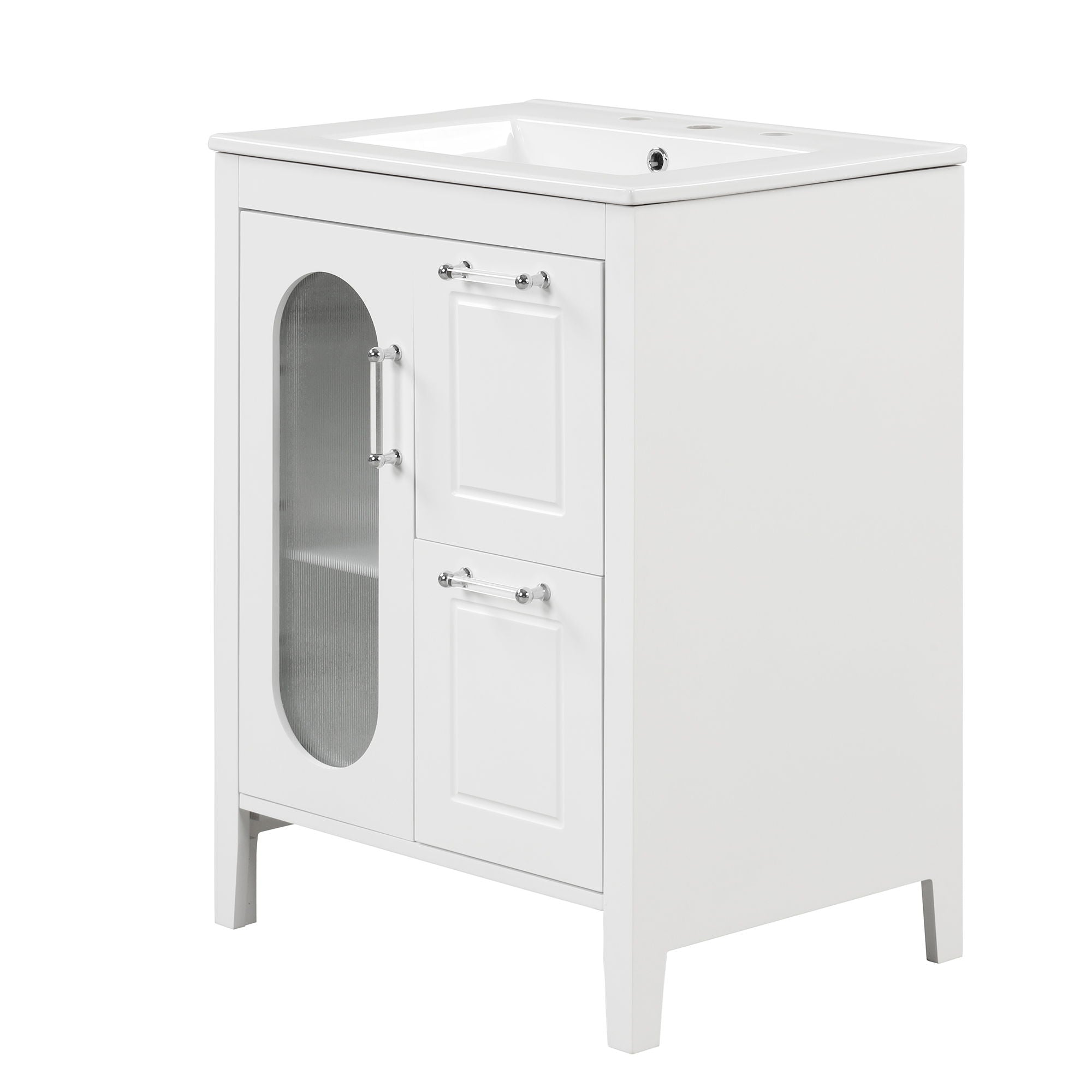 Modern Bathroom Vanity With Sink, Cabinet With 2 Drawers And Door, Adjustable Shelf