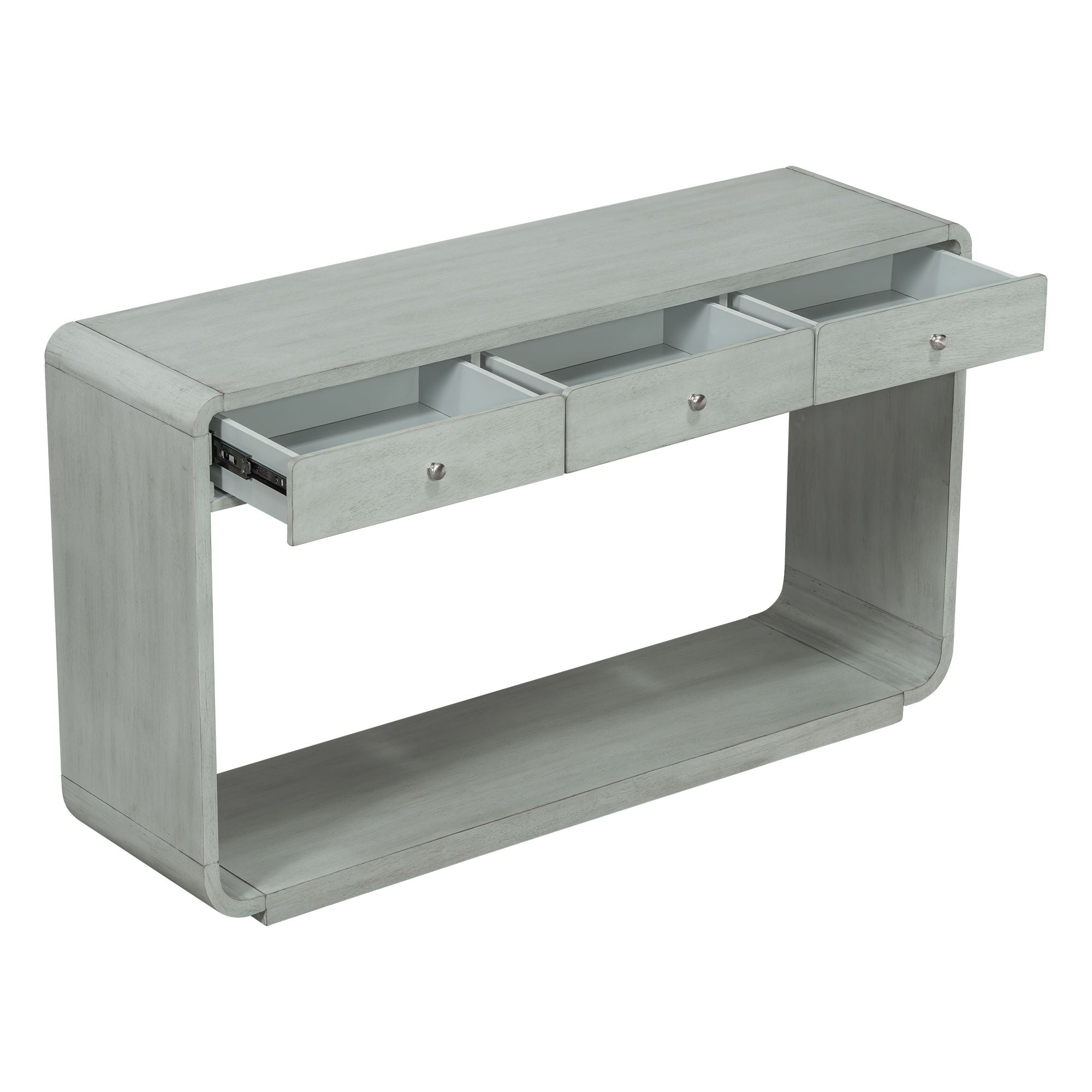 onsole Table With 3 Drawers And Display Shelf