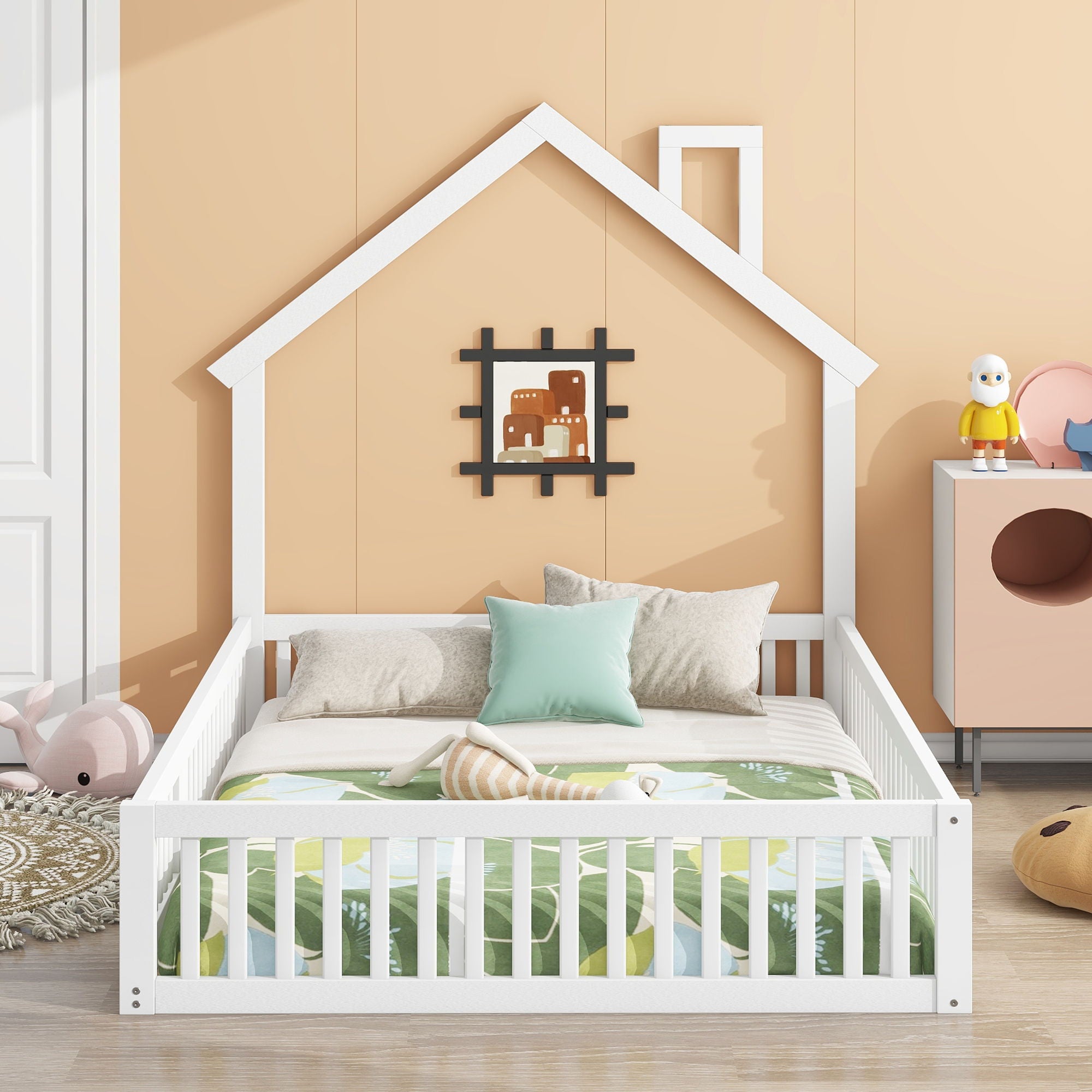 House Platform Bed With Guardrail