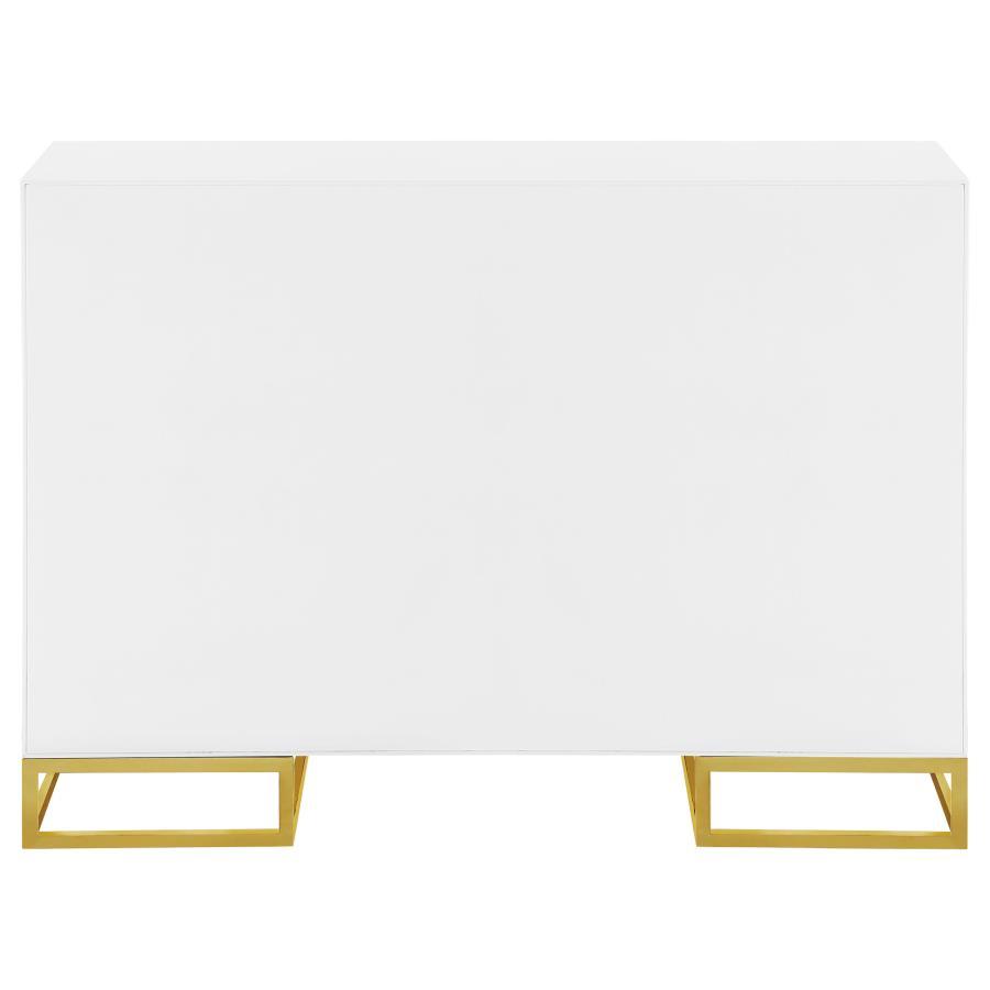 Elsa - 2 Door Wood Storage Accent Cabinet - White And Gold