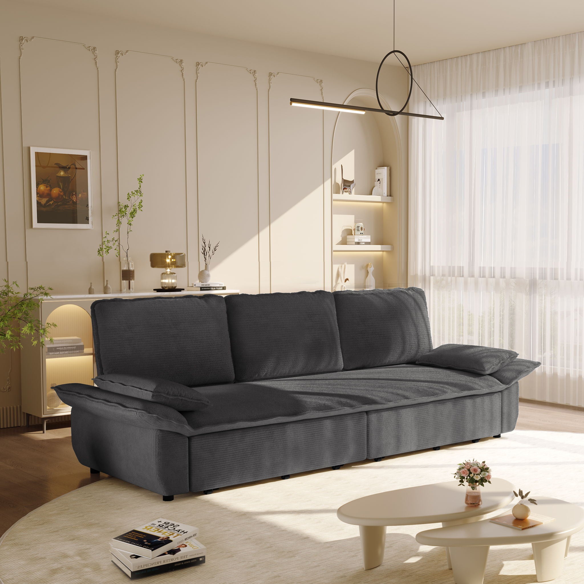 King Size Pull Out Sofa Bed, 3 In 1 Convertible Multifunctional