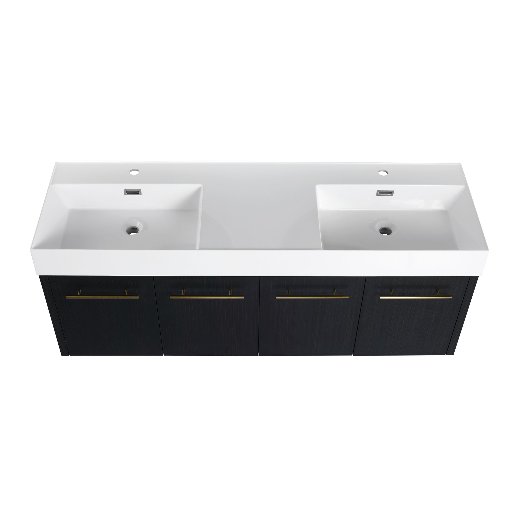 Modern Wall Mounted Bathroom Vanity With Resin Sink And Storage Rack