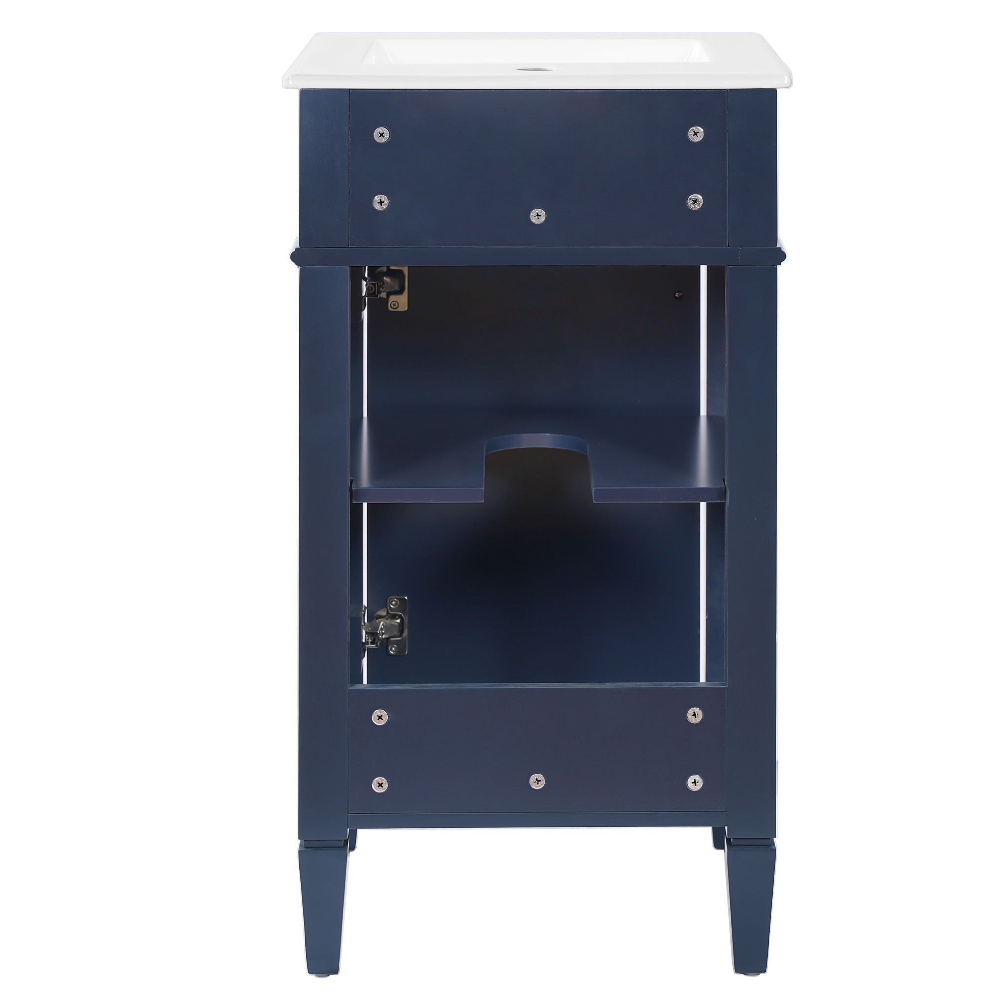 French Style Bathroom Vanity With Sink, Soft-Closing Door, Adjustable Shelf, Rectangular Design