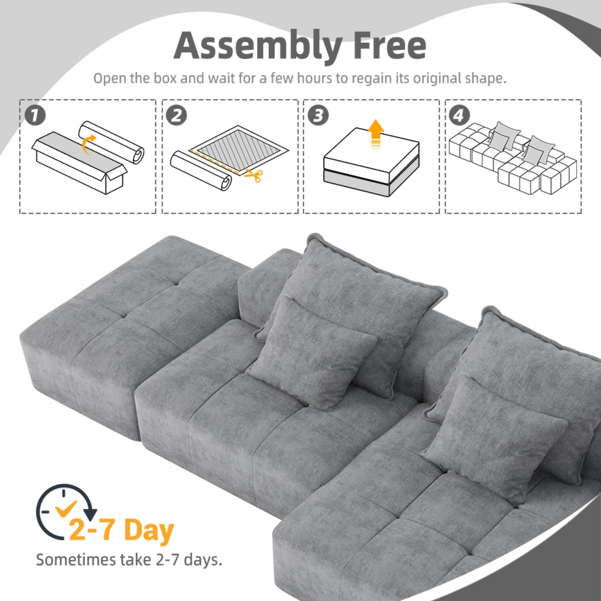 Modern Oversized Diy Combination Modular Sectional Sofa With Pillows