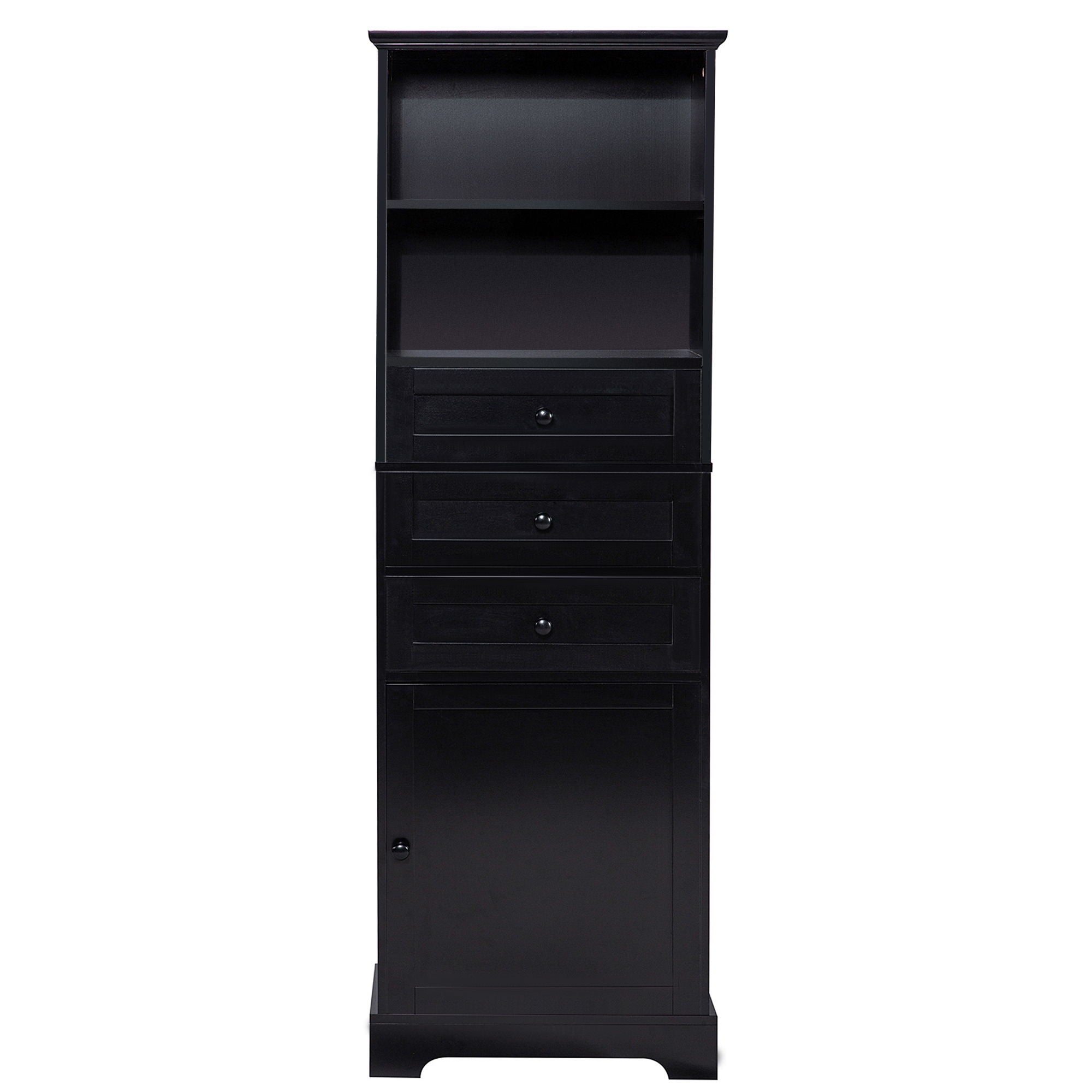 Tall Storage Cabinet With 3 Drawers And Adjustable Shelves For Bathroom