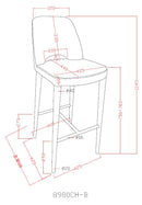 Modrest Williamette Mid-Century Dark Grey Fabric Bar Stool