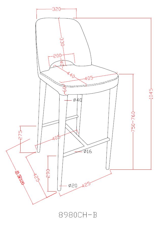Modrest Williamette Mid-Century Dark Grey Fabric Bar Stool