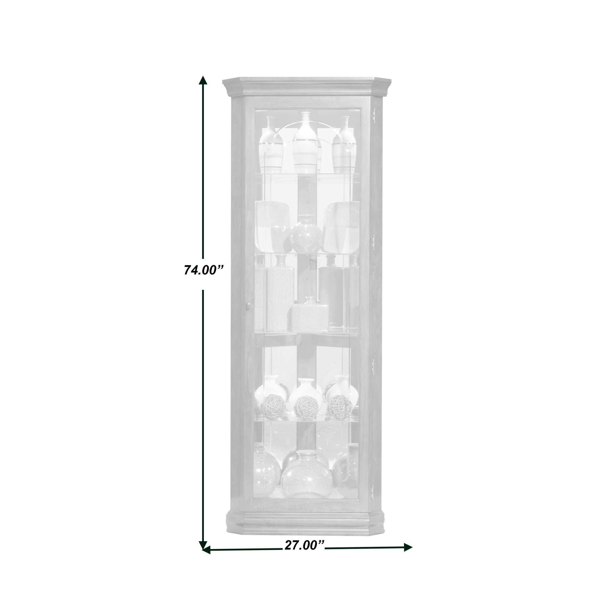 PFC Curios - Lighted 4 Shelf Corner Curio Cabinet - Oxford Black