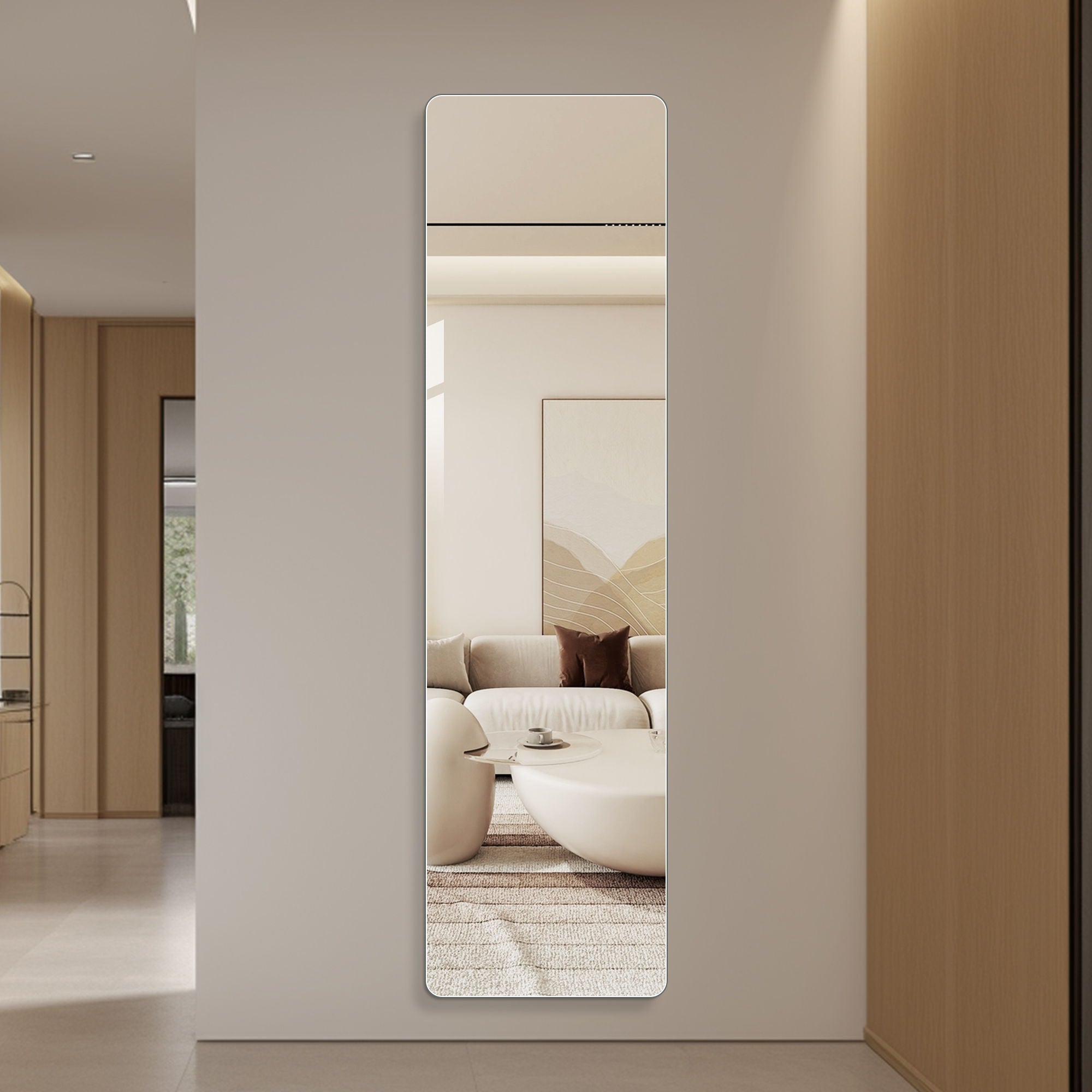 Full Body Round Corner Mirror For Living Room