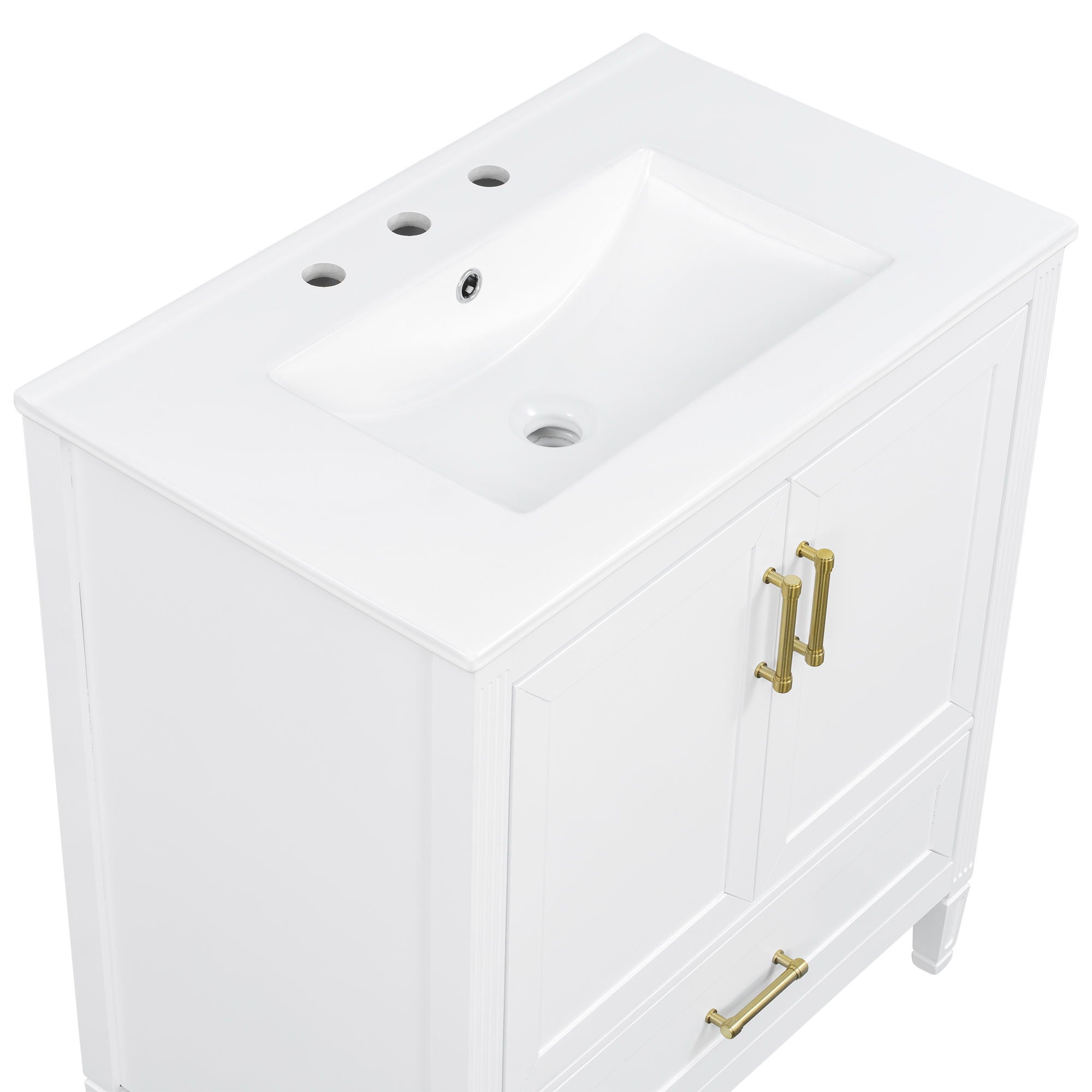 Elegant Fluted Bathroom Vanity With Sink, Soft Close Doors & Drawer