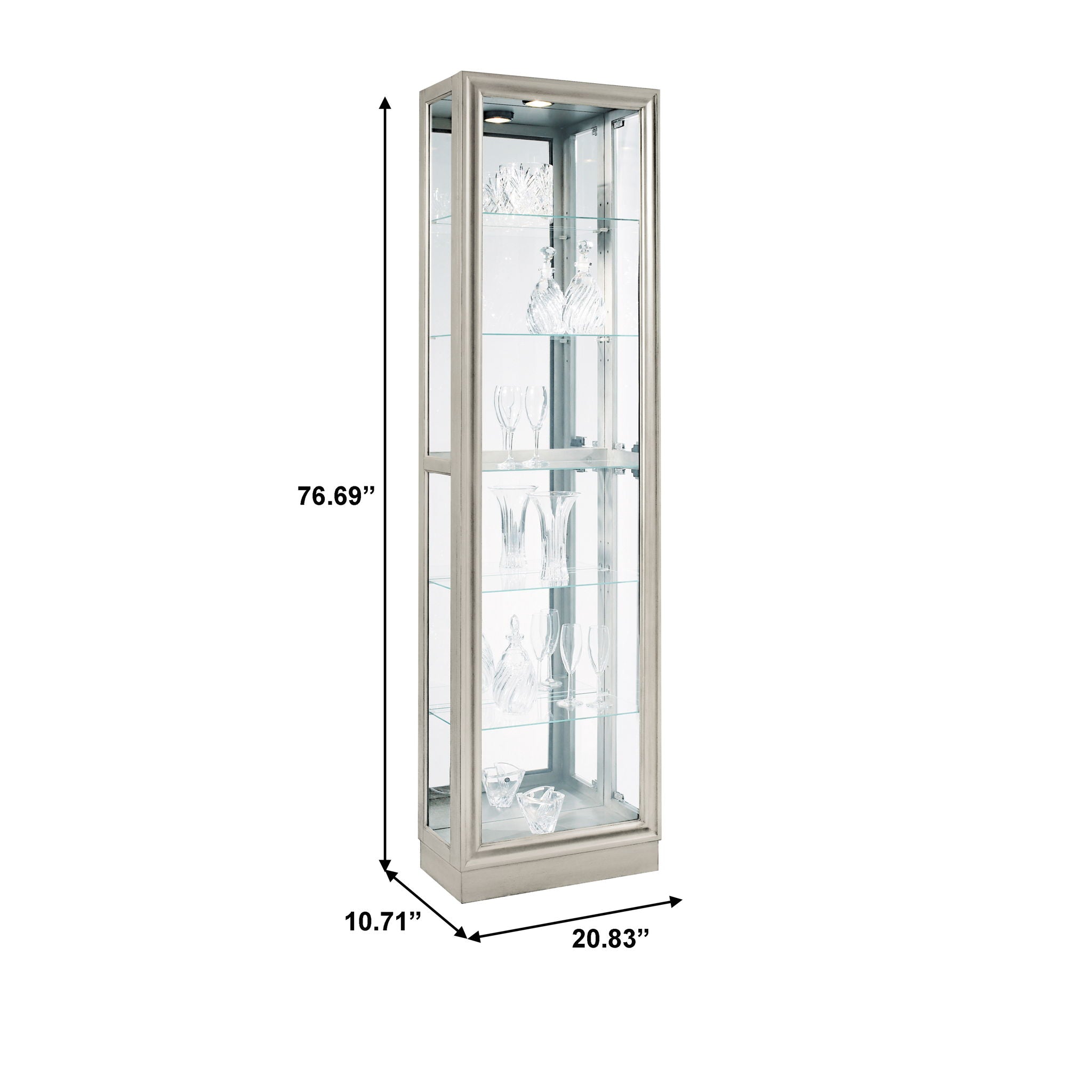 PFC Curios - Side Entry 5 Shelf Curio Cabinet - Platinum Silver