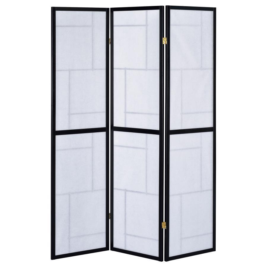 Damis - 3-Panel Room Divider Folding Shoji Screen - Black