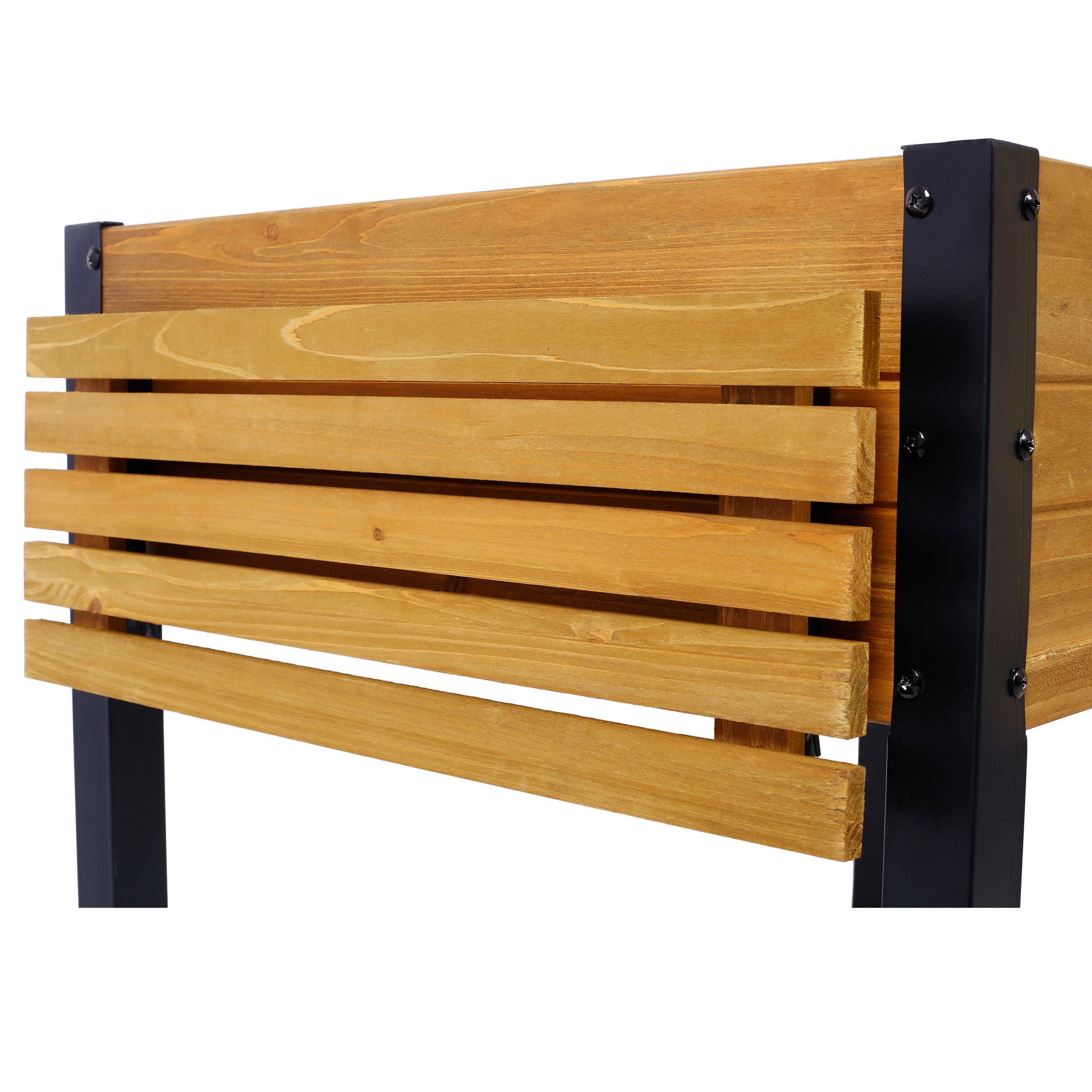 Raised Garden Bed With Metal Legs And Folding Storage Shelf