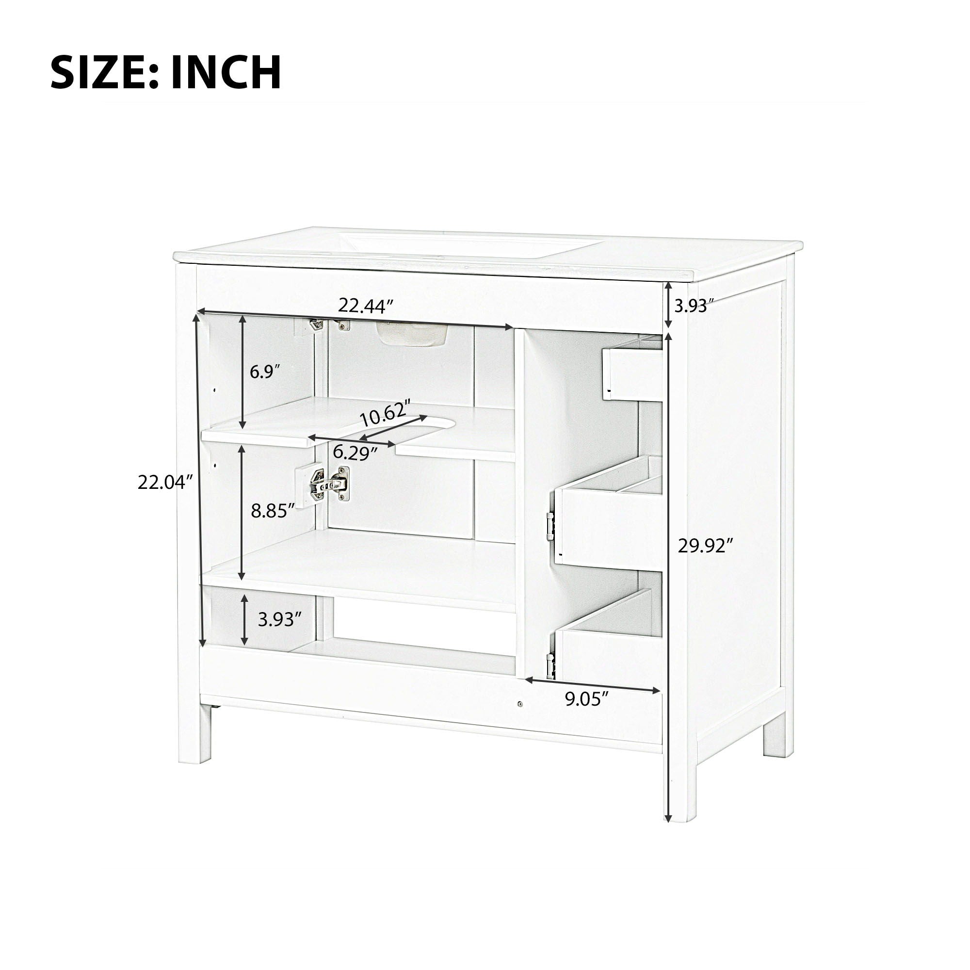 Modern Bathroom Vanity With Sink Top, 2 Doors And 2 Drawers