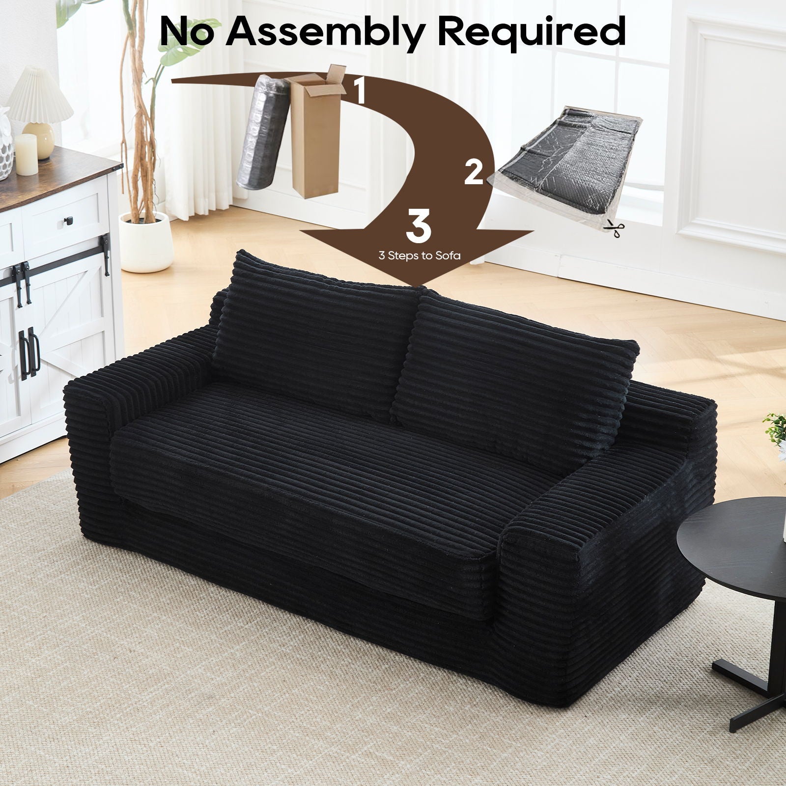 Convertible Loveseat Sofa Bed With Memory Foam & Steel Frame