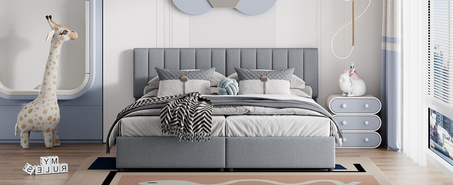 Upholstered Platform Bed With A Hydraulic Storage System