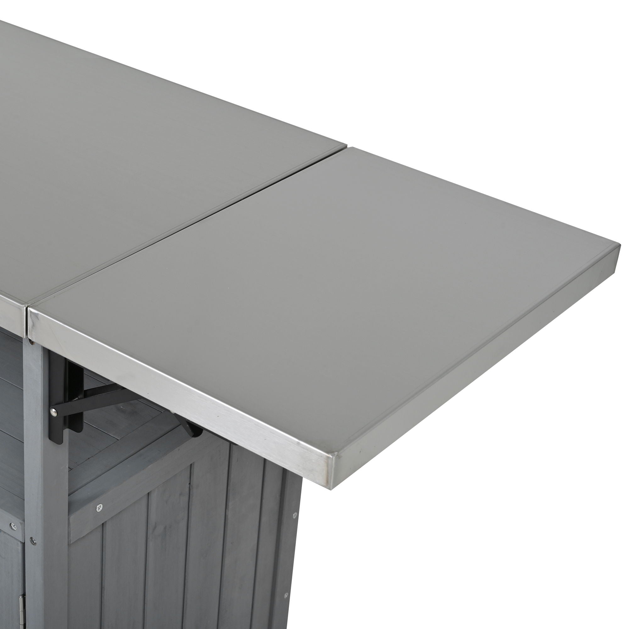 Foldable Outdoor Kitchen Island With Lockable Wheels, Storage Cabinet And Towel Rack For Patio