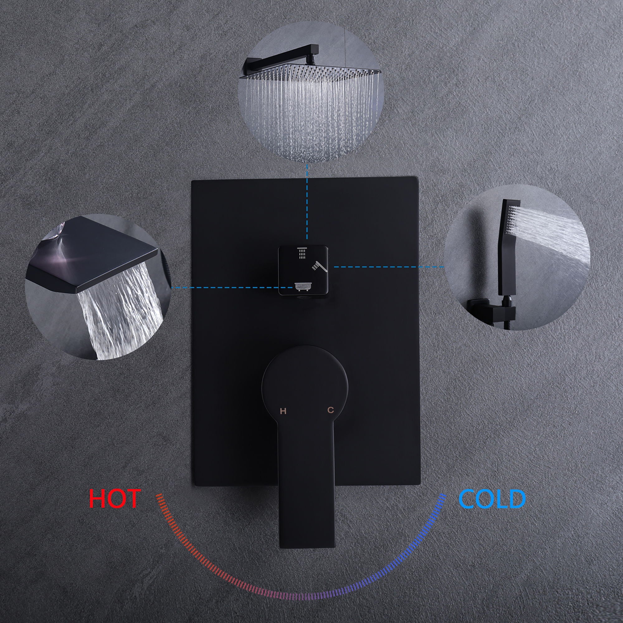 Modern 10" Wall Mounted Rainfall Shower Head System