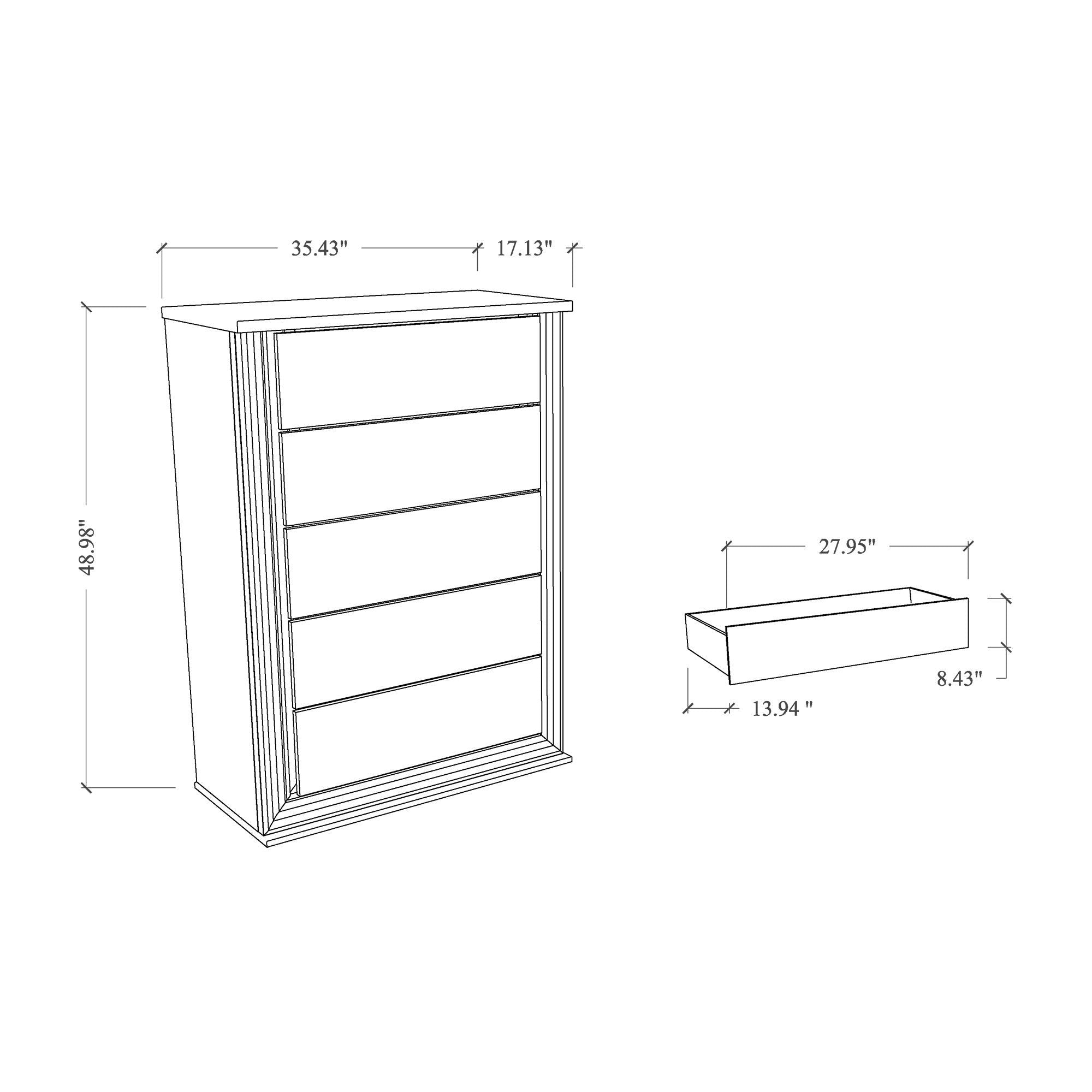 Moon - 5 Pieces Bedroom Set With LED Lighting